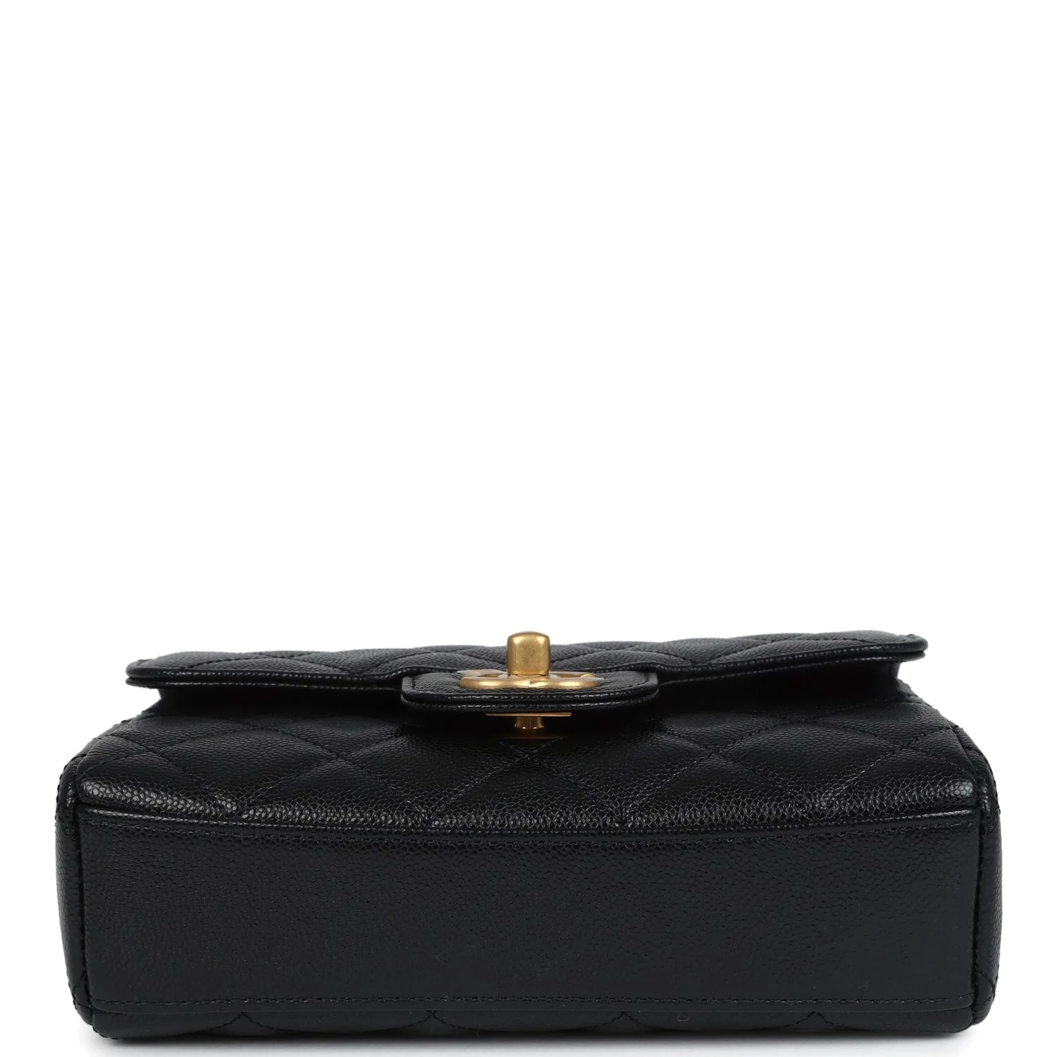 Chanel Mini Top Handle Flap Bag Black Grained Calfskin — фото 8