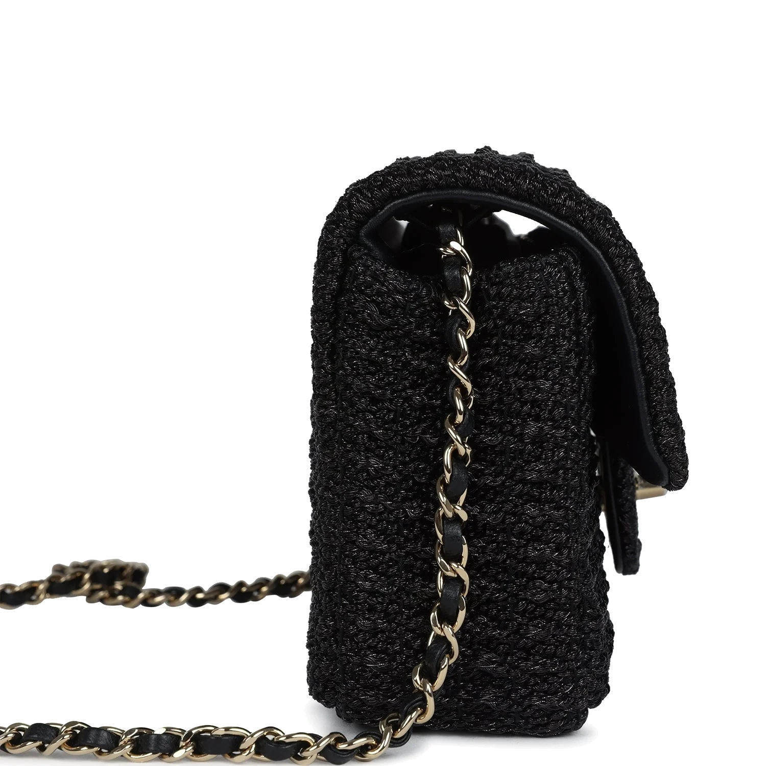 Chanel Mini Summer Nights Flap Bag Black Woven Patent Leather — фото 4