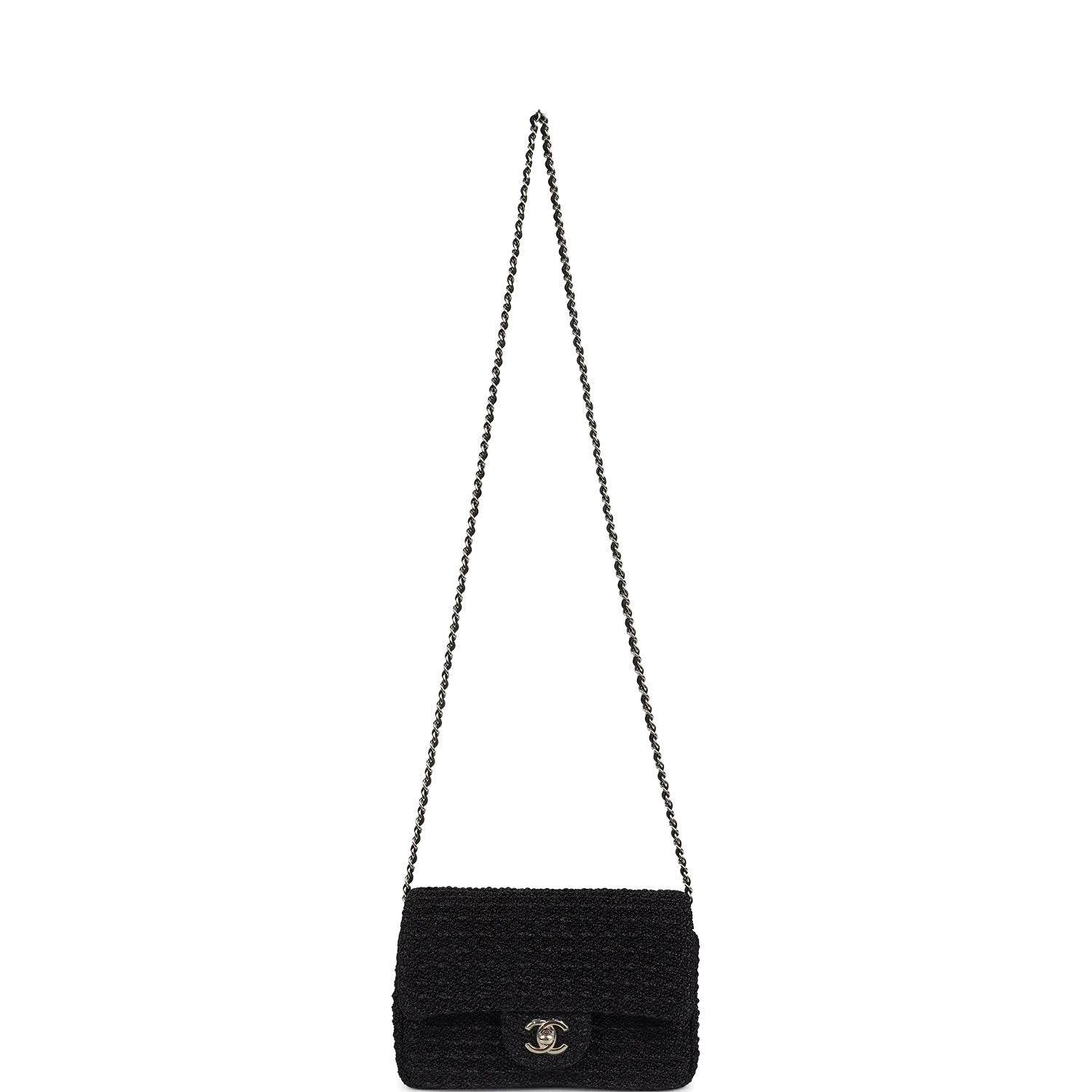 Chanel Mini Summer Nights Flap Bag Black Woven Patent Leather — фото 8