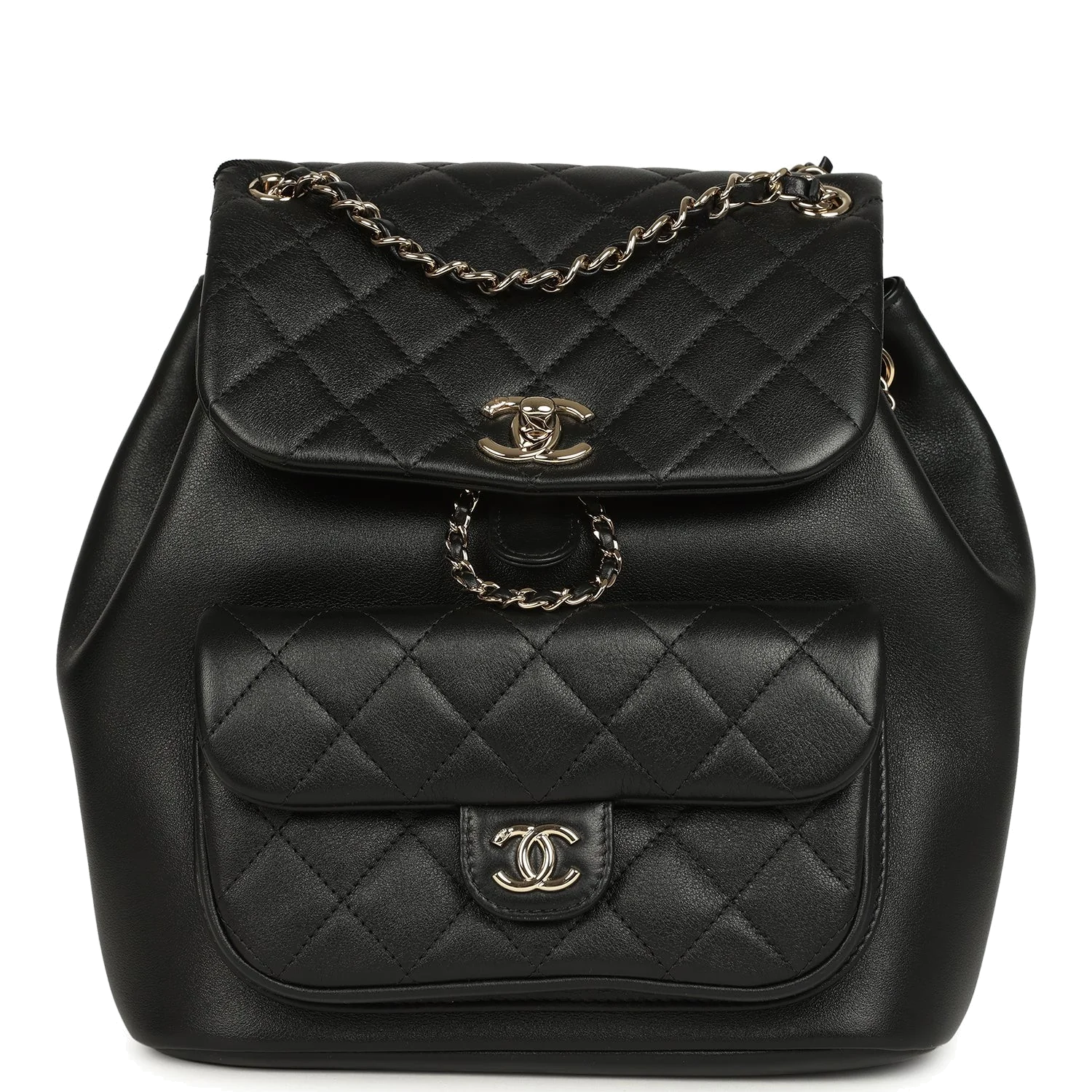 Chanel Medium Duma Backpack Black Calfskin