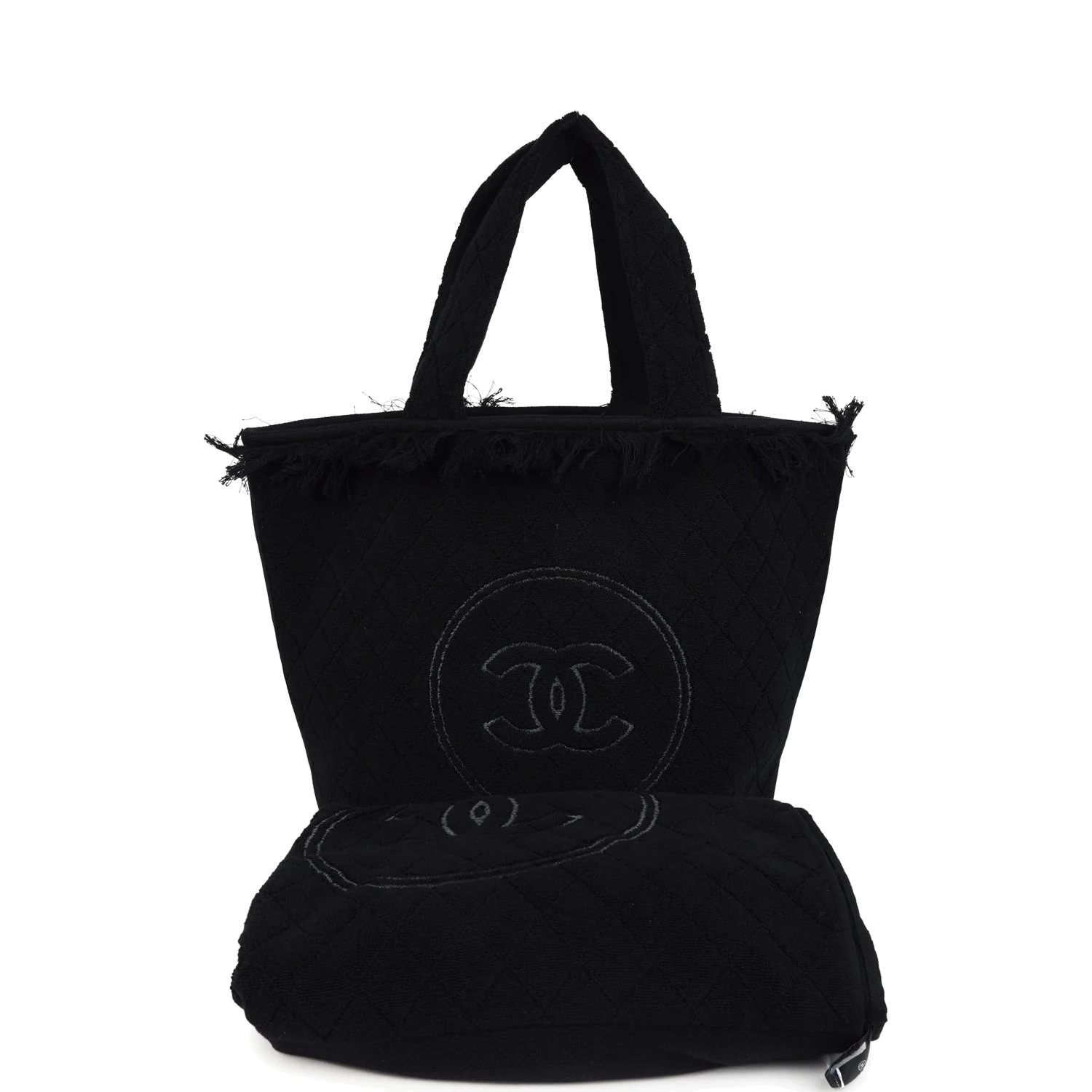 Chanel Coco Beach Tote Bag & Towel Set Black Terry Cloth — фото 2