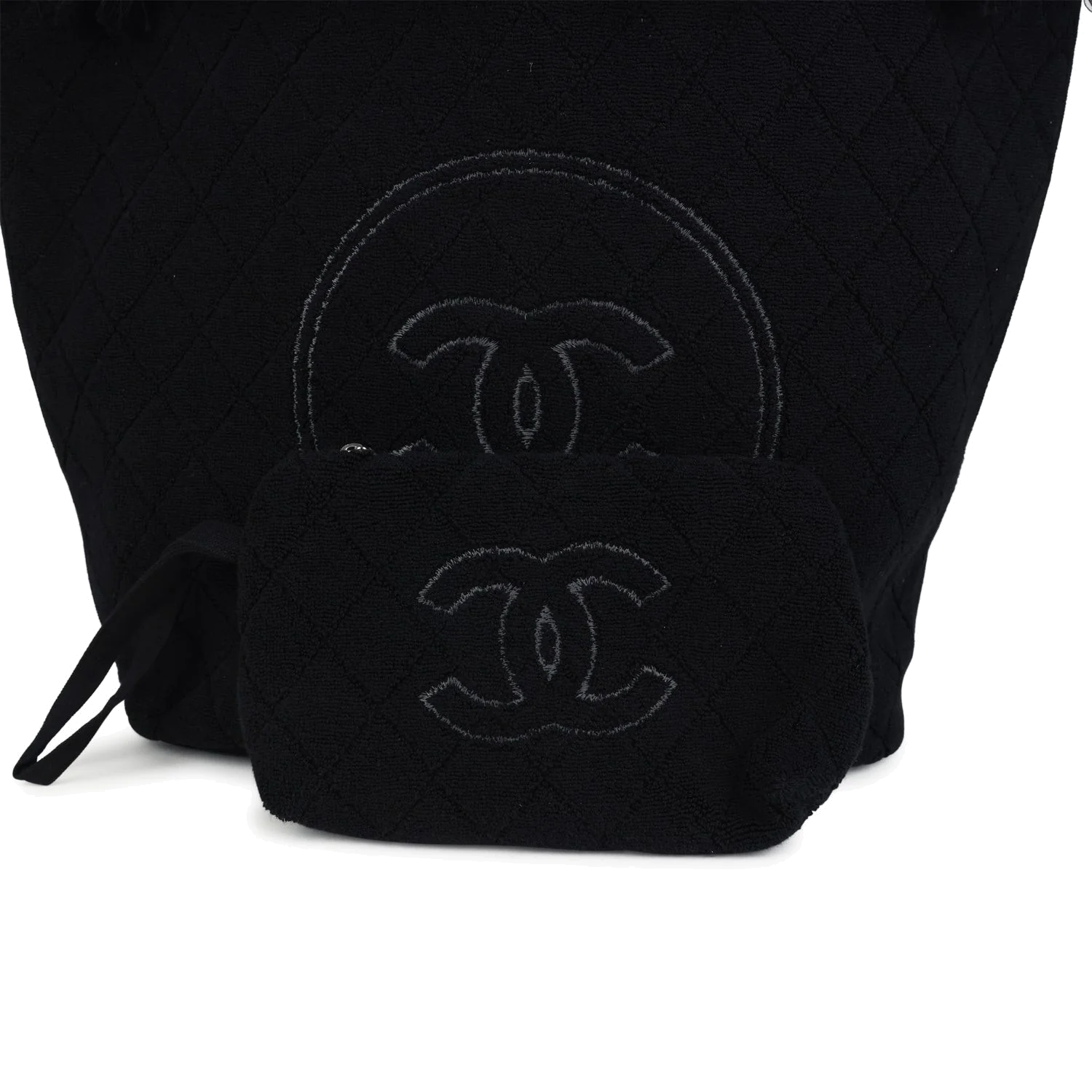 Chanel Coco Beach Tote Bag & Towel Set Black Terry Cloth — фото 8