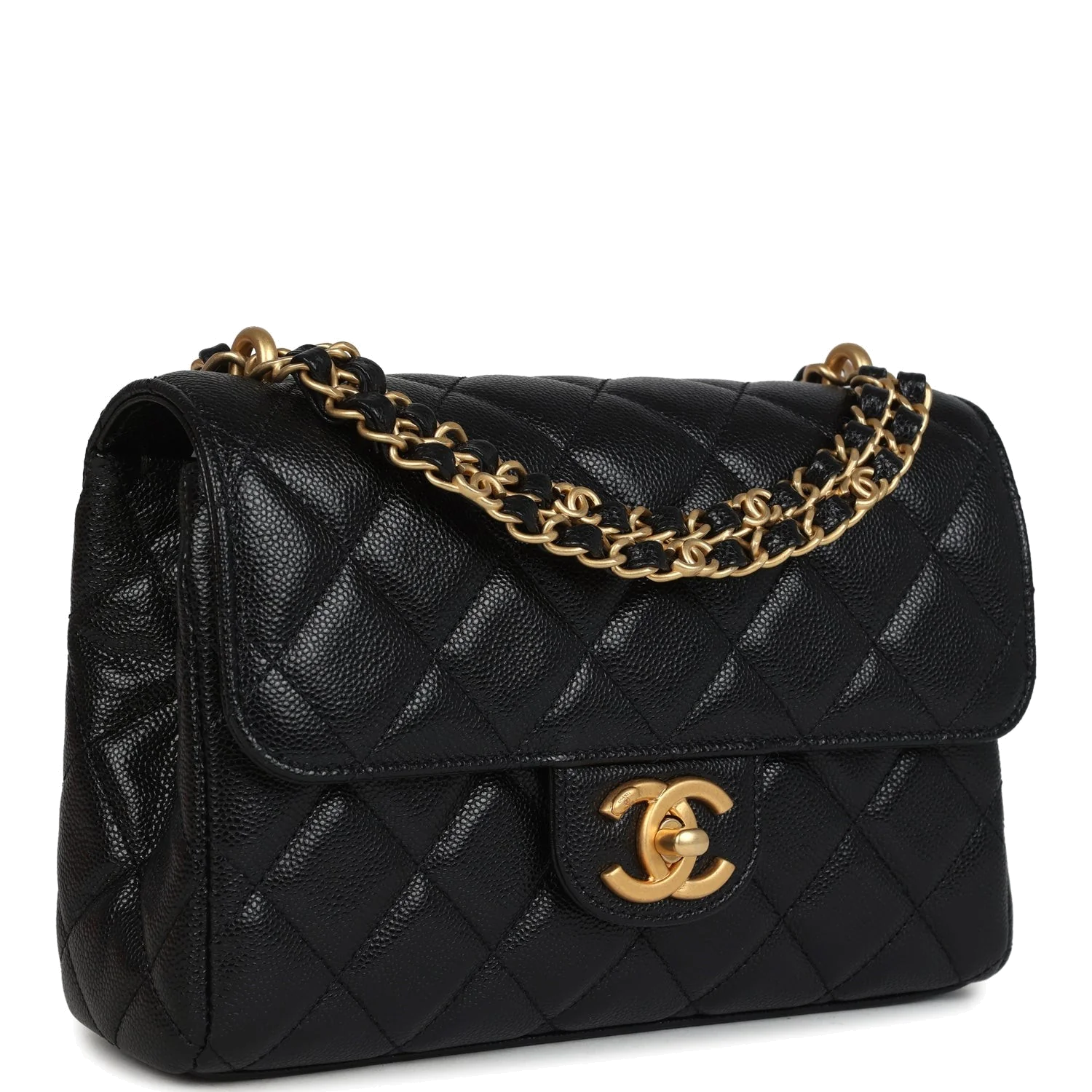 Chanel Small Top Handle Flap Bag Black Shiny Grained Calfskin — фото 3