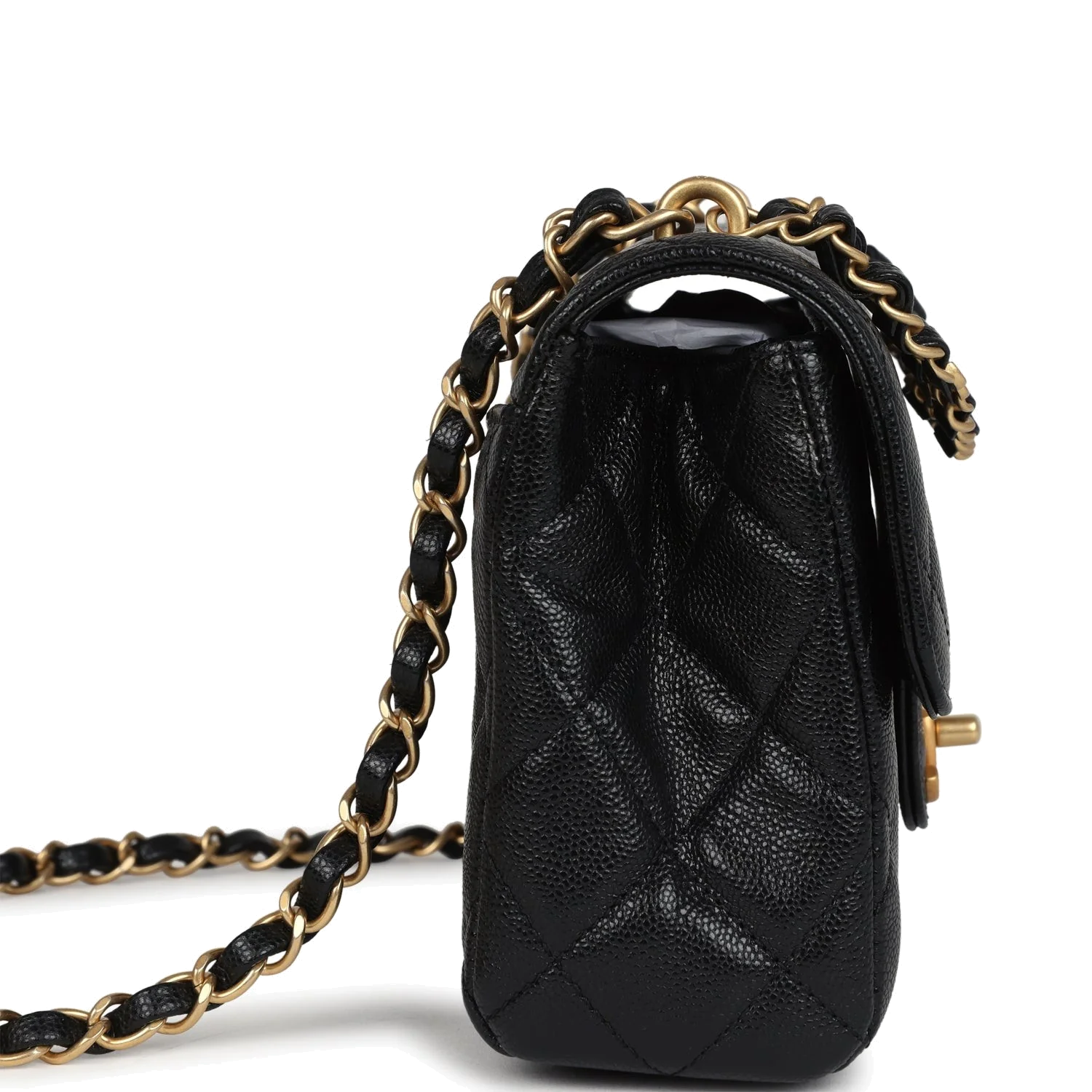Chanel Small Top Handle Flap Bag Black Shiny Grained Calfskin — фото 4