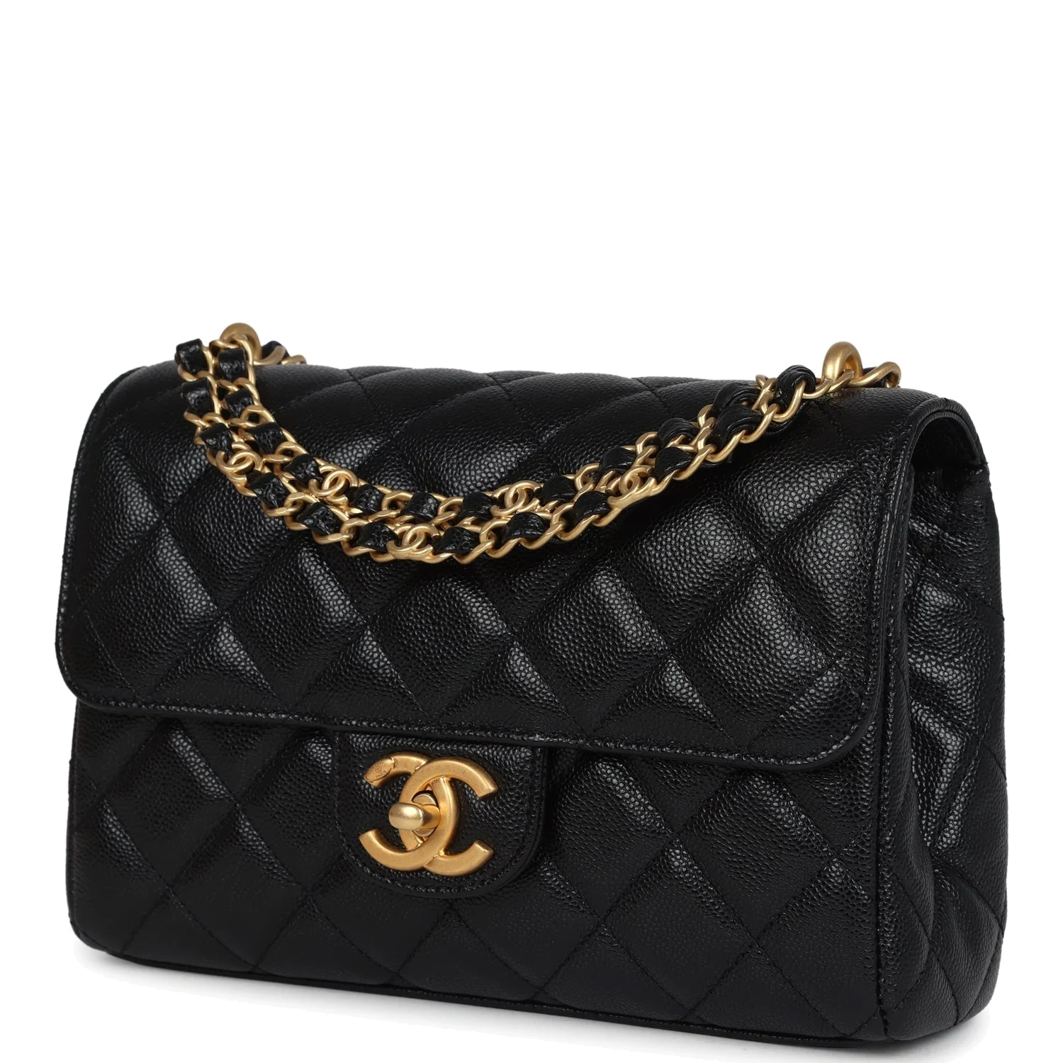 Chanel Small Top Handle Flap Bag Black Shiny Grained Calfskin — фото 6