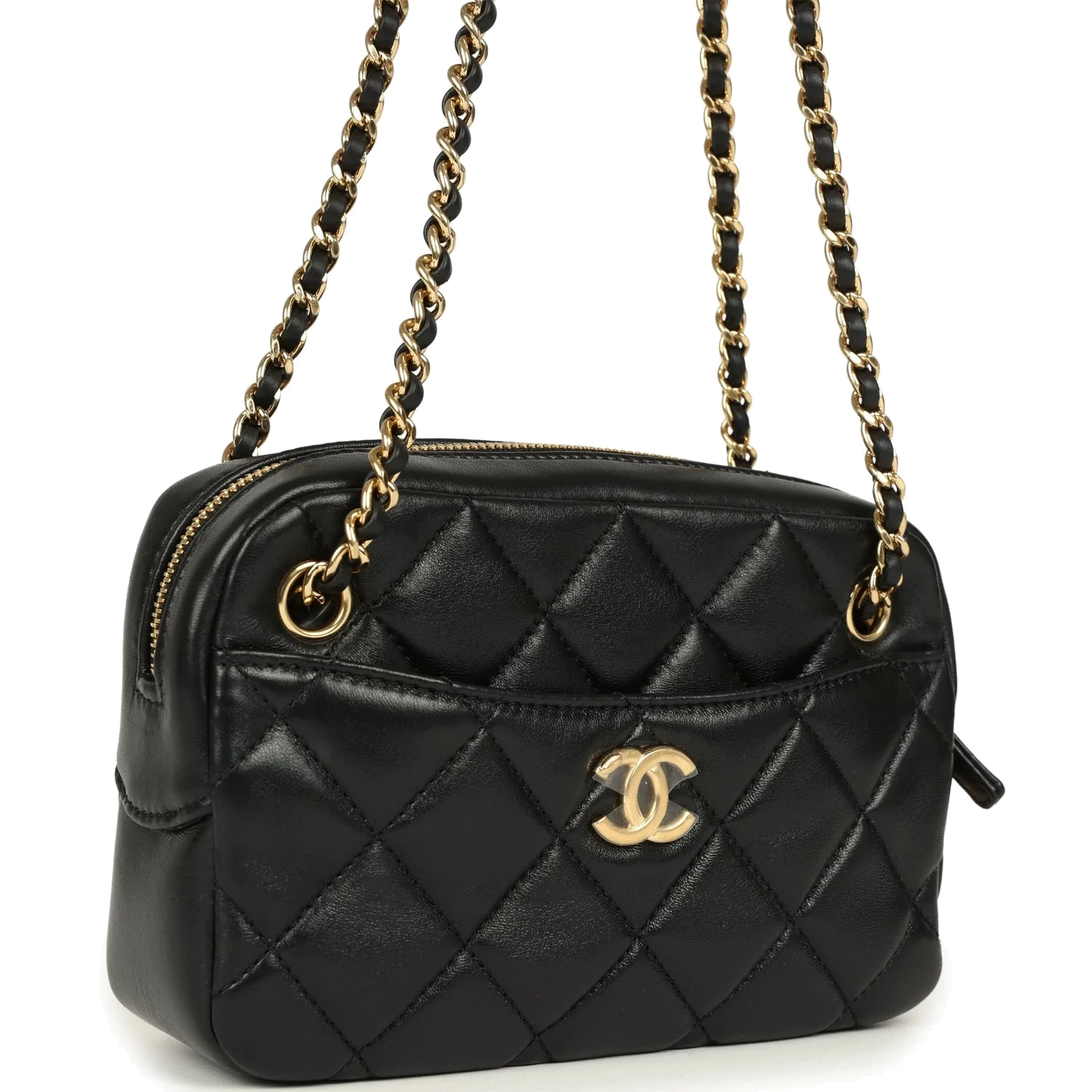Chanel Mini Camera Case Bag Black Shiny Lambskin — фото 3