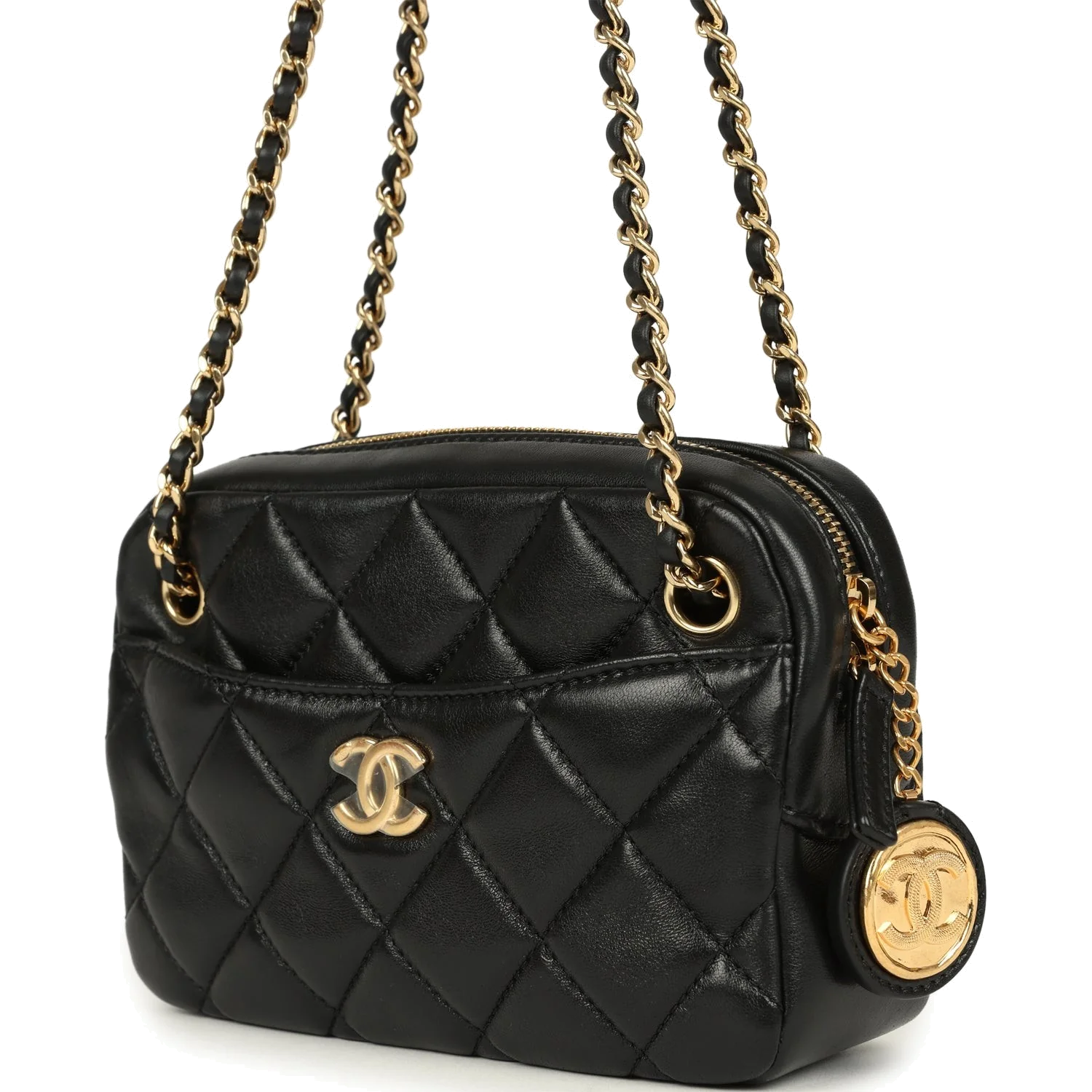 Chanel Mini Camera Case Bag Black Shiny Lambskin — фото 6