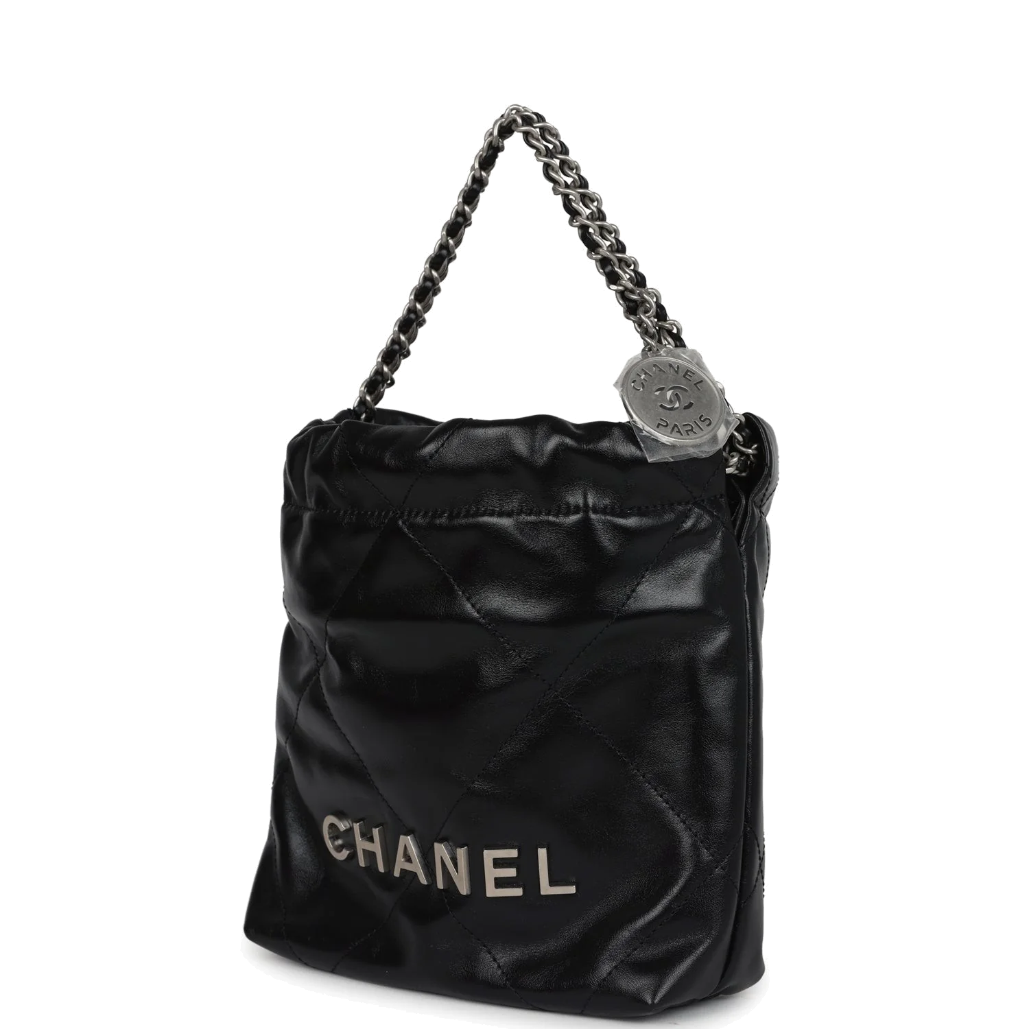 Chanel Mini 22 Bag Black Shiny Calfskin — фото 6