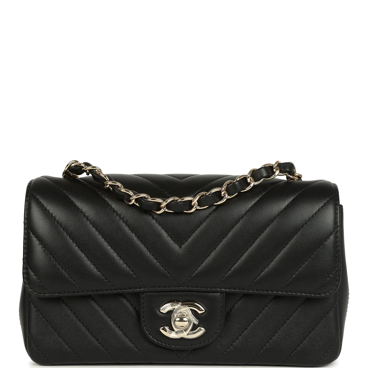 Chanel Mini Chevron Classic Rectangular Flap Bag Black Lambskin — фото 2
