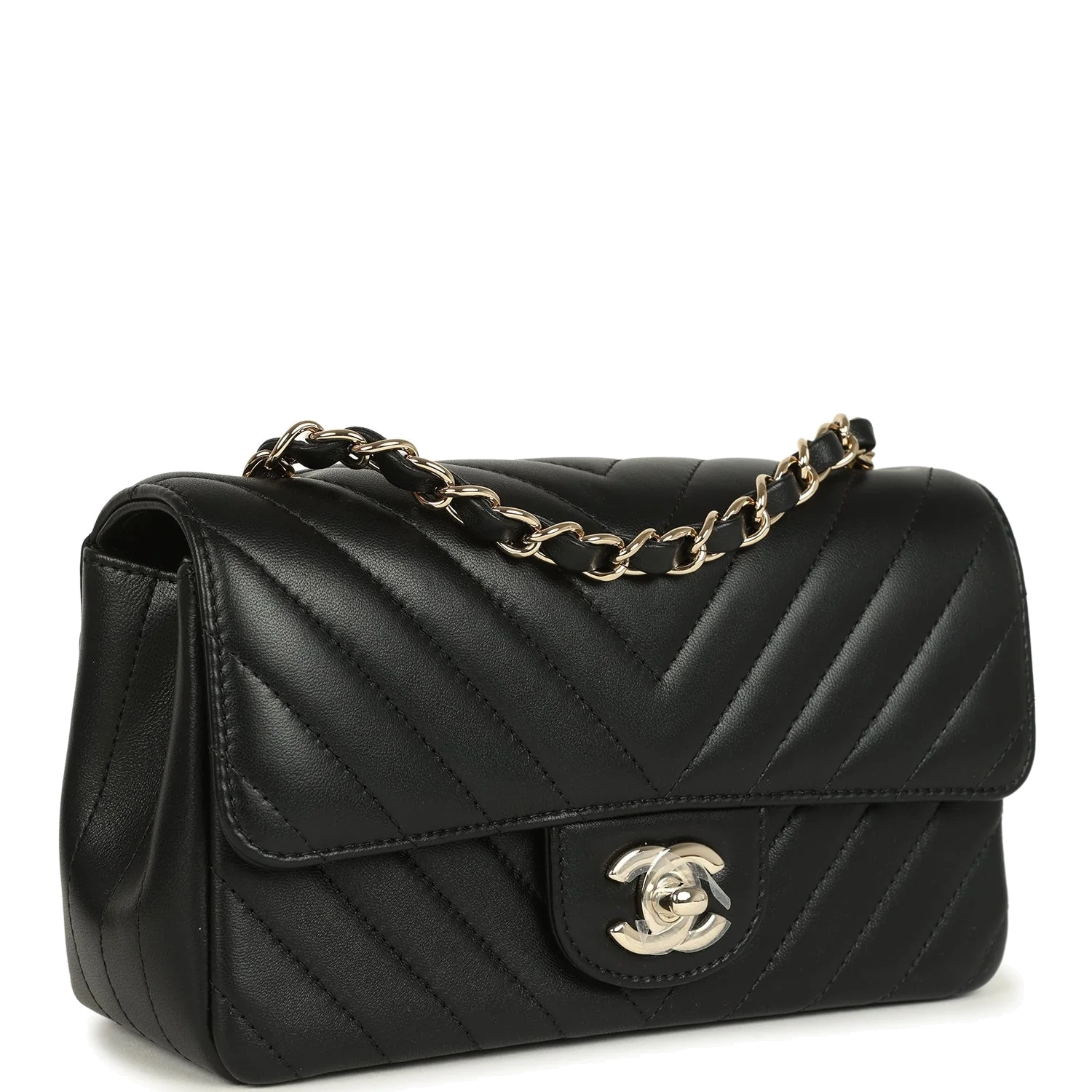 Chanel Mini Chevron Classic Rectangular Flap Bag Black Lambskin — фото 3