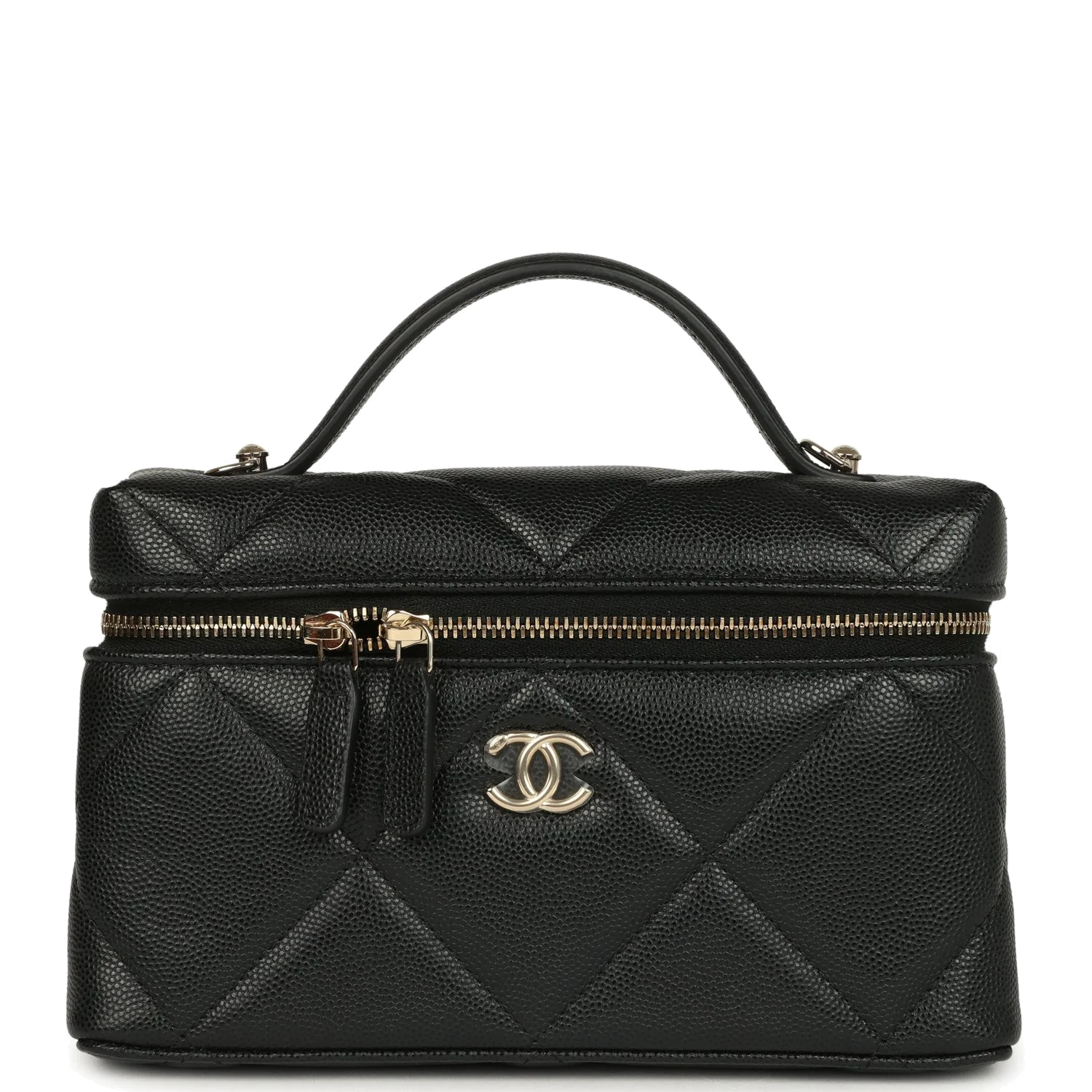 Chanel Top Handle Slim Vanity Case with Chain Black Shiny Caviar — фото 2