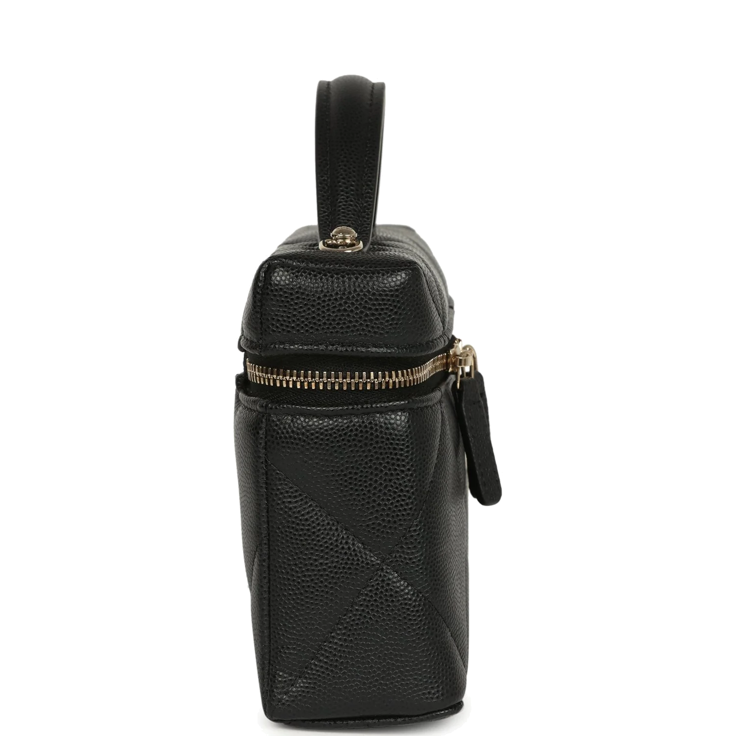 Chanel Top Handle Slim Vanity Case with Chain Black Shiny Caviar — фото 4