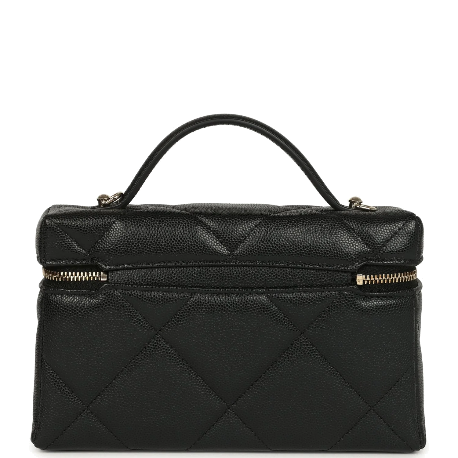 Chanel Top Handle Slim Vanity Case with Chain Black Shiny Caviar — фото 5