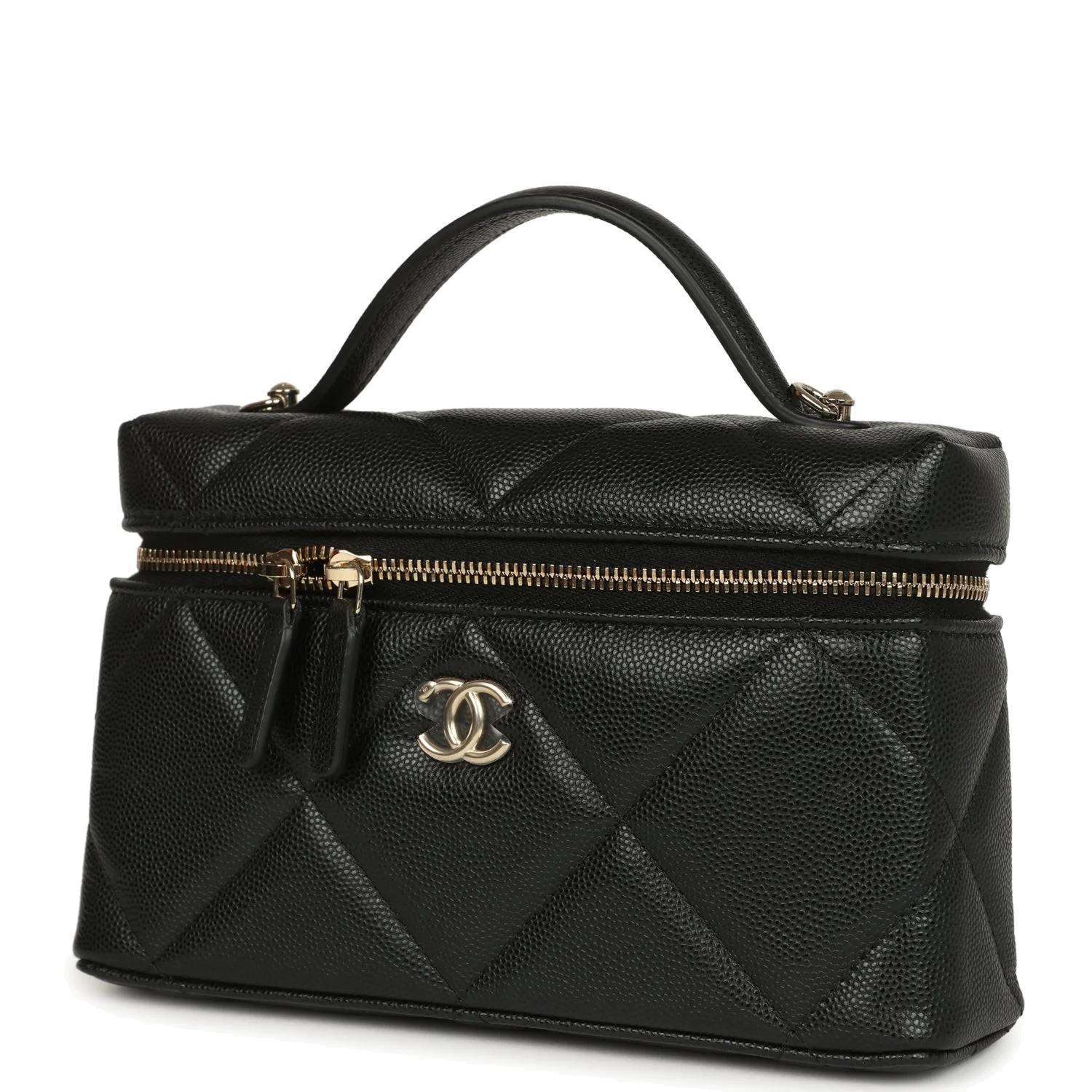 Chanel Top Handle Slim Vanity Case with Chain Black Shiny Caviar — фото 6