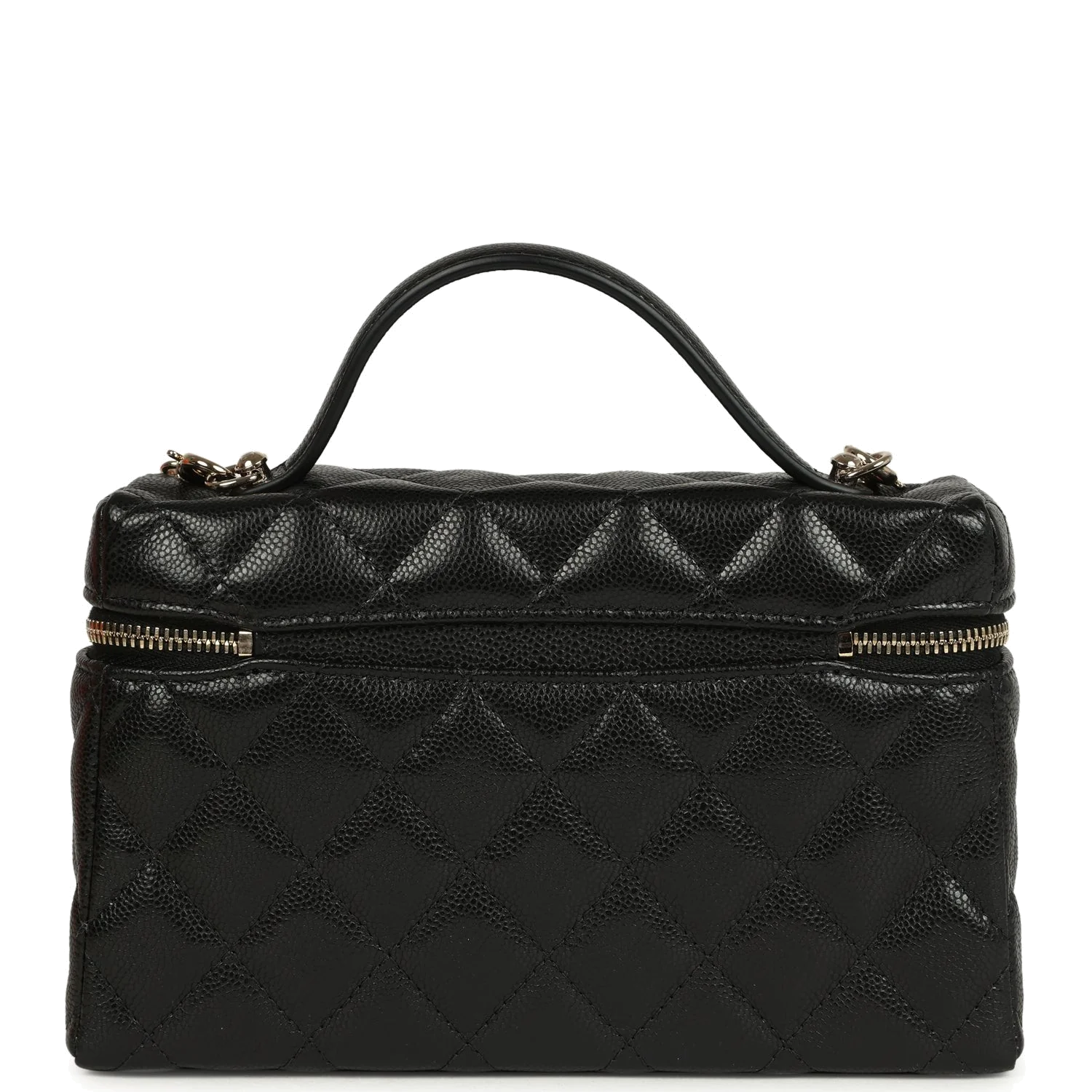 Chanel Top Handle Long Vanity Case with Chain Black Shiny Caviar — фото 5