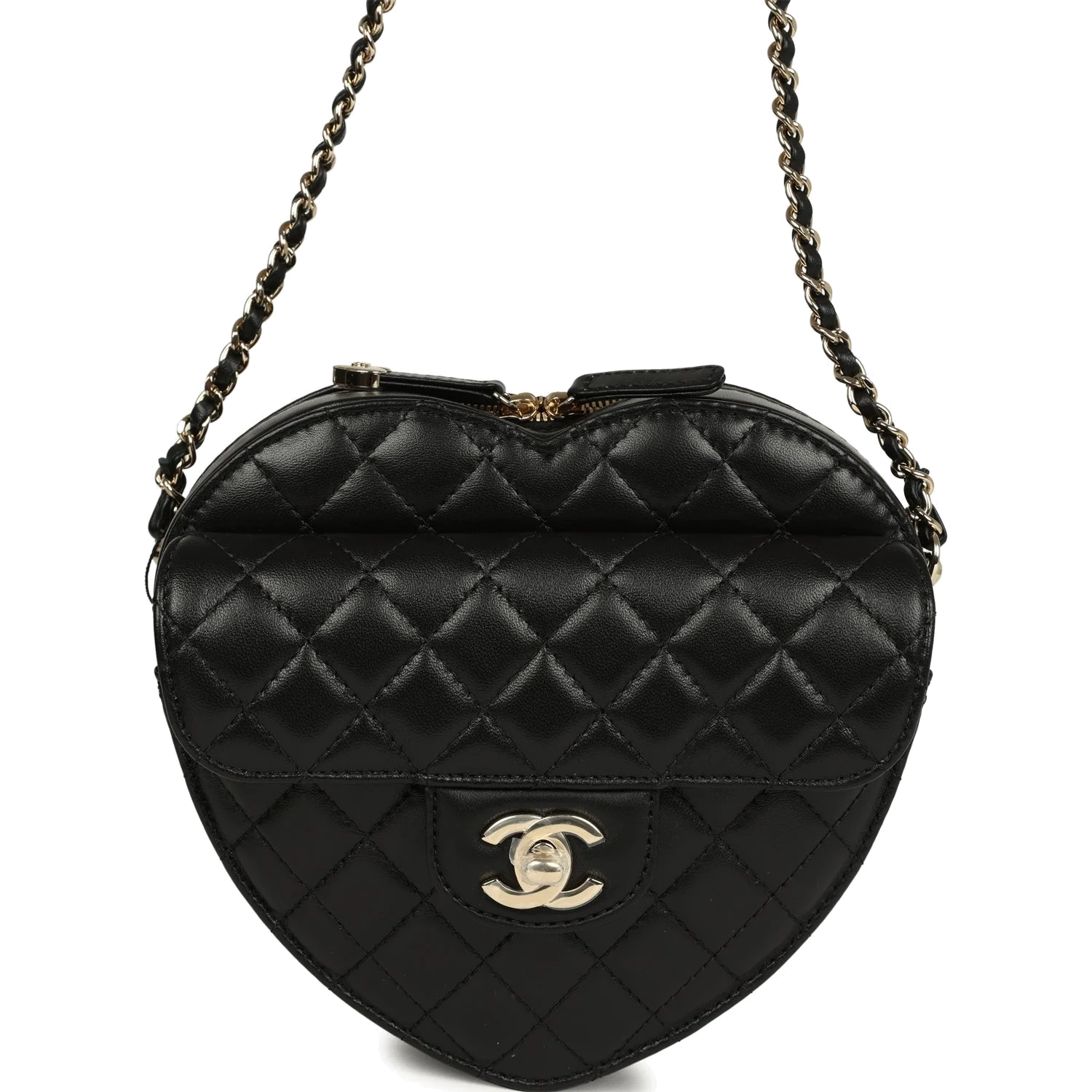 Chanel CC In Love Large Heart Bag with Chain Black Lambskin — фото 2