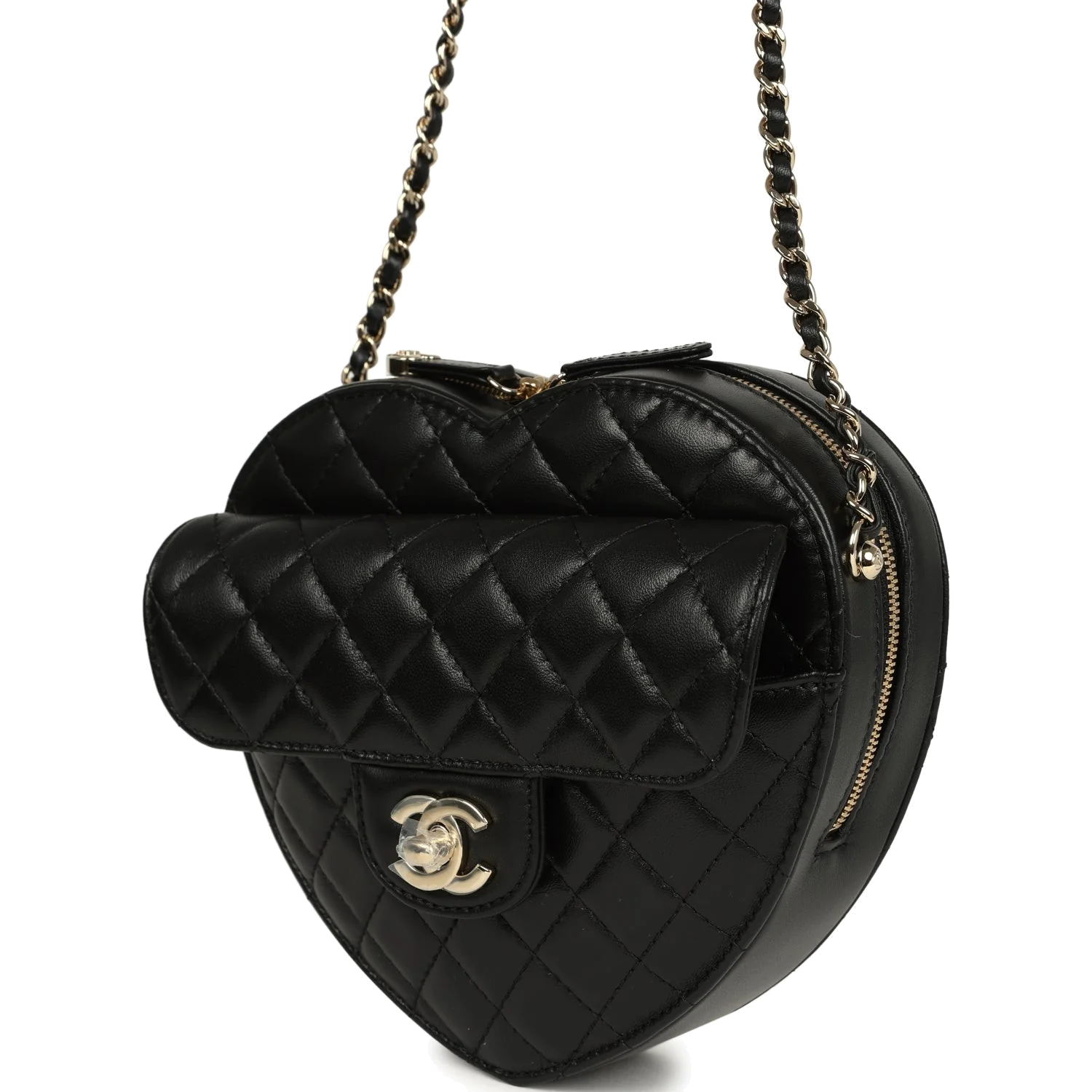 Chanel CC In Love Large Heart Bag with Chain Black Lambskin — фото 4