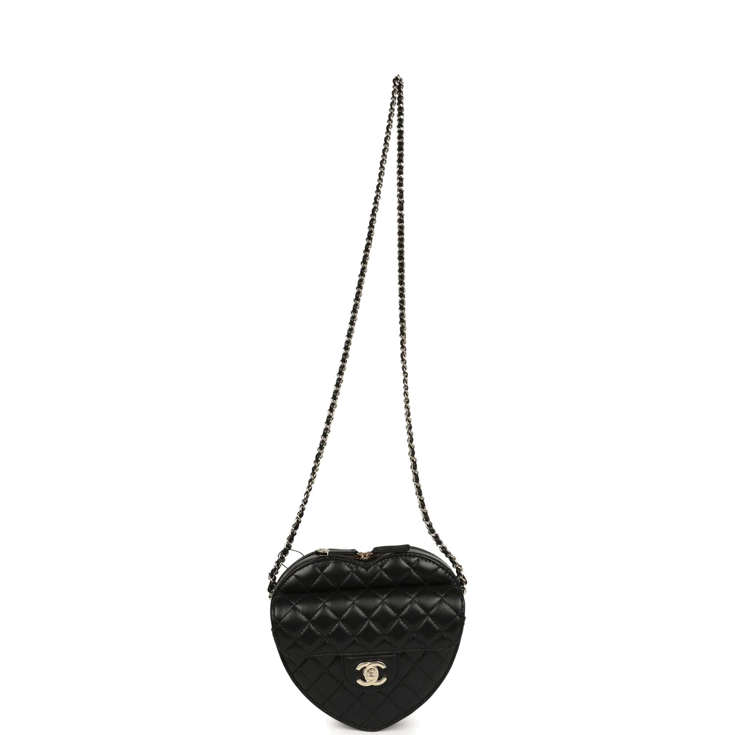 Chanel CC In Love Large Heart Bag with Chain Black Lambskin — фото 7