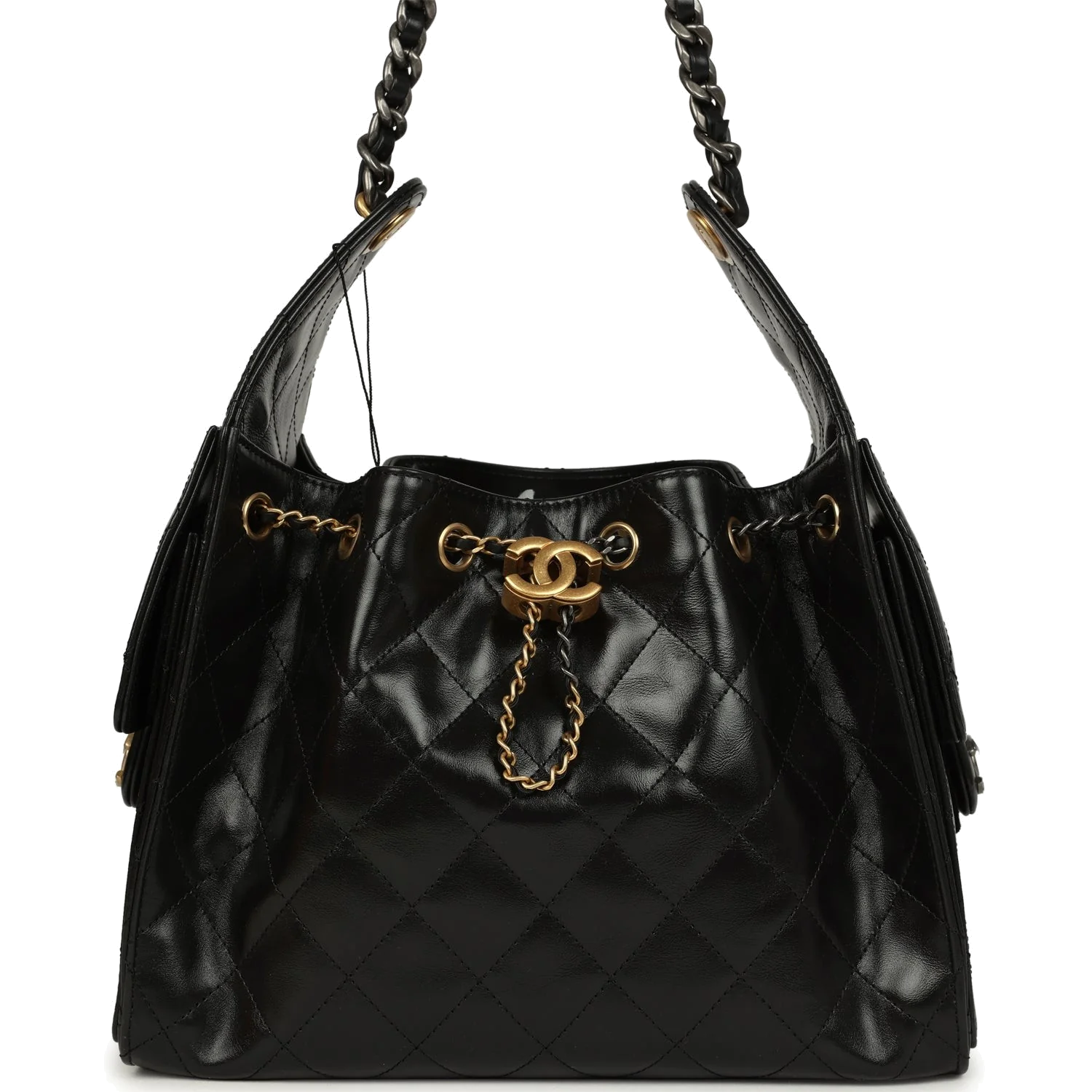 Chanel Small 25 Hobo Bag Black Shiny Crumpled Calfskin