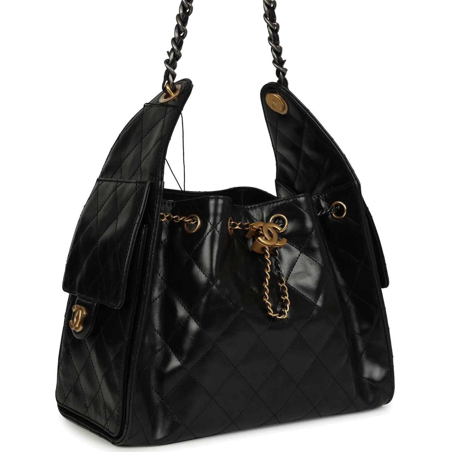Chanel Small 25 Hobo Bag Black Shiny Crumpled Calfskin — фото 3