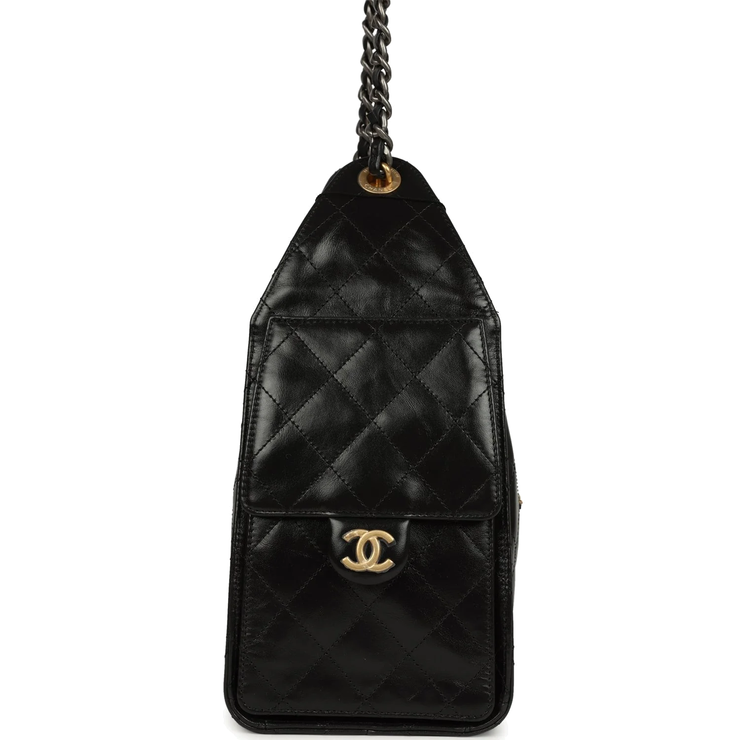 Chanel Small 25 Hobo Bag Black Shiny Crumpled Calfskin — фото 4
