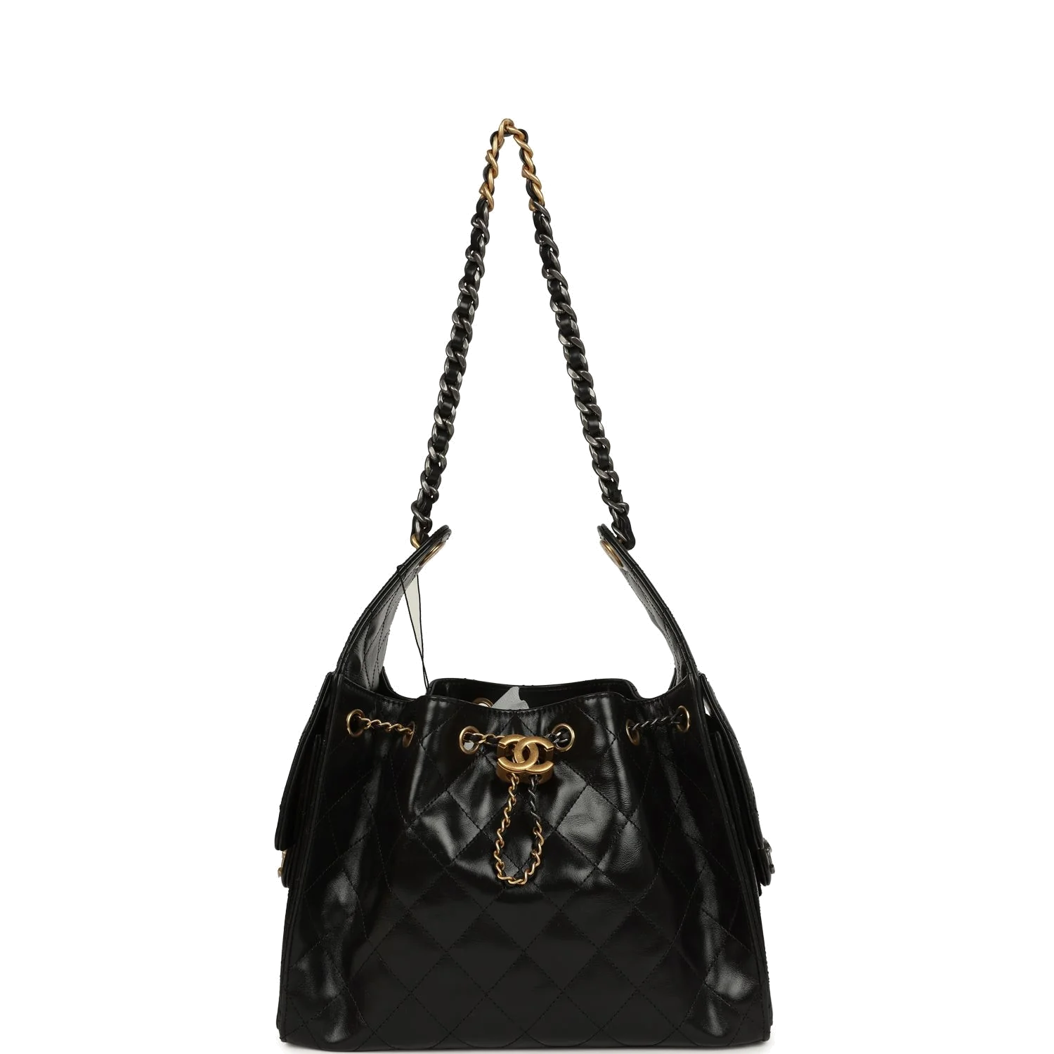 Chanel Small 25 Hobo Bag Black Shiny Crumpled Calfskin — фото 7