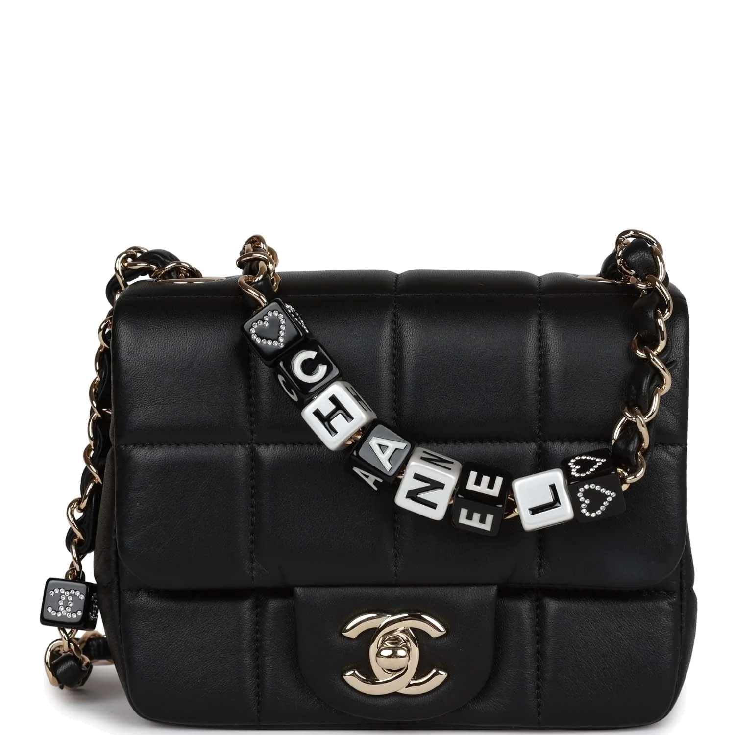 Chanel Monaco Mini Square Flap Bag Black Lambskin