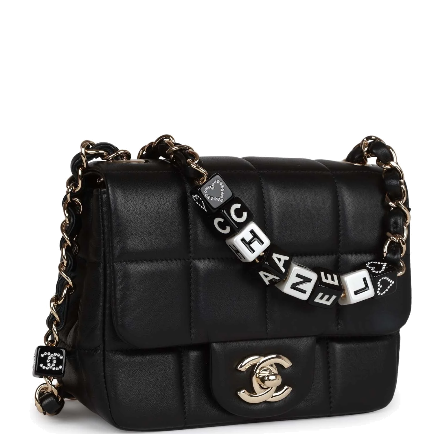 Chanel Monaco Mini Square Flap Bag Black Lambskin — фото 3