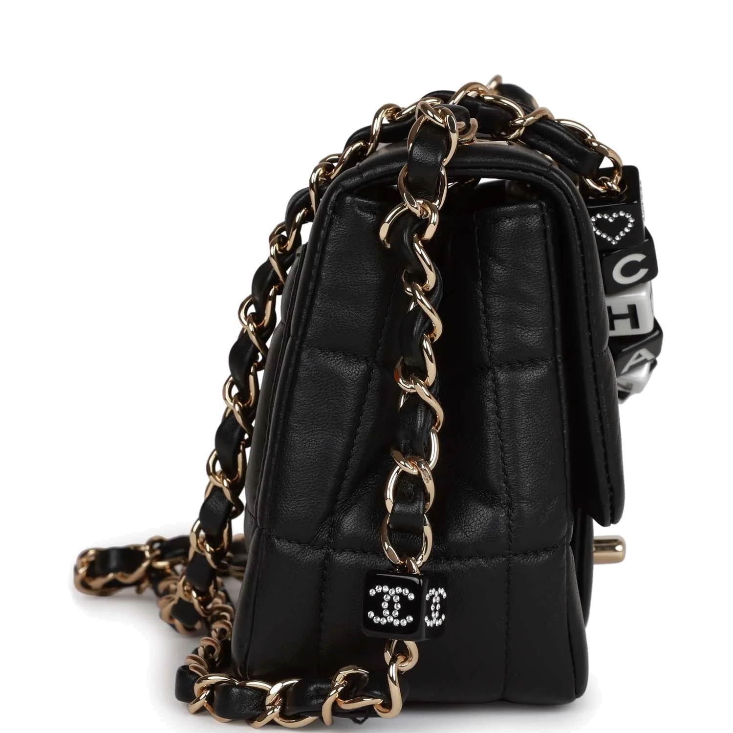 Chanel Monaco Mini Square Flap Bag Black Lambskin — фото 4