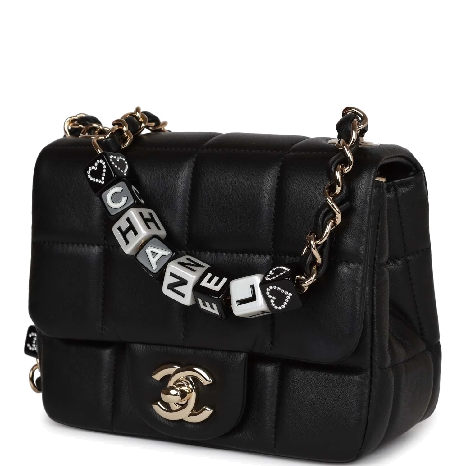 Chanel Monaco Mini Square Flap Bag Black Lambskin — фото 5
