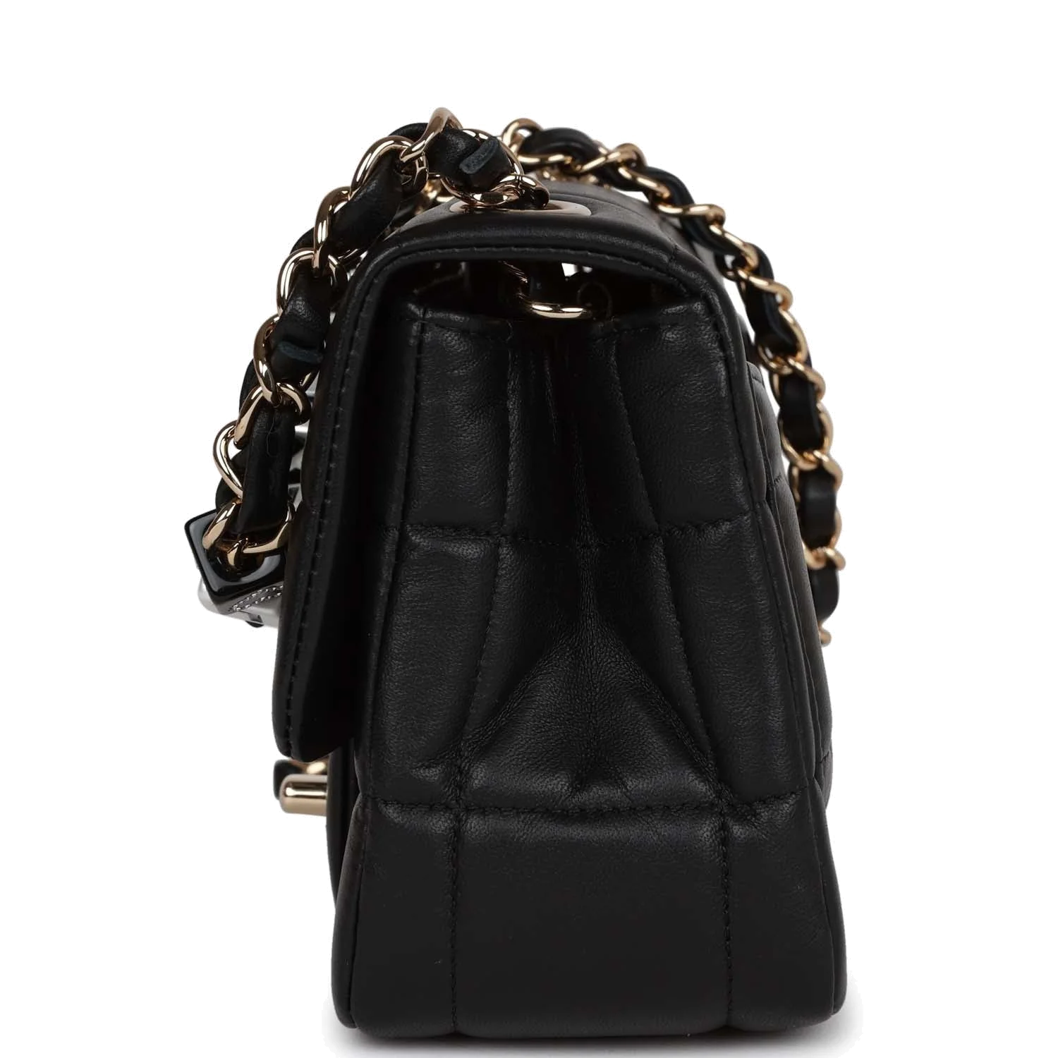 Chanel Monaco Mini Square Flap Bag Black Lambskin — фото 6