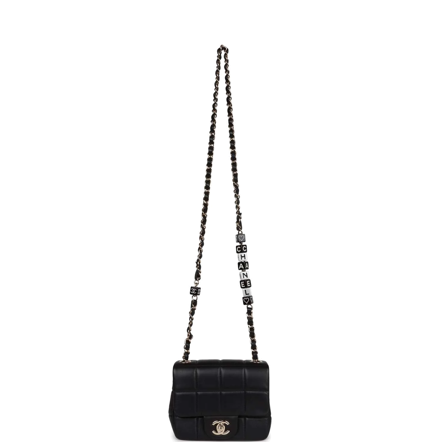 Chanel Monaco Mini Square Flap Bag Black Lambskin — фото 8