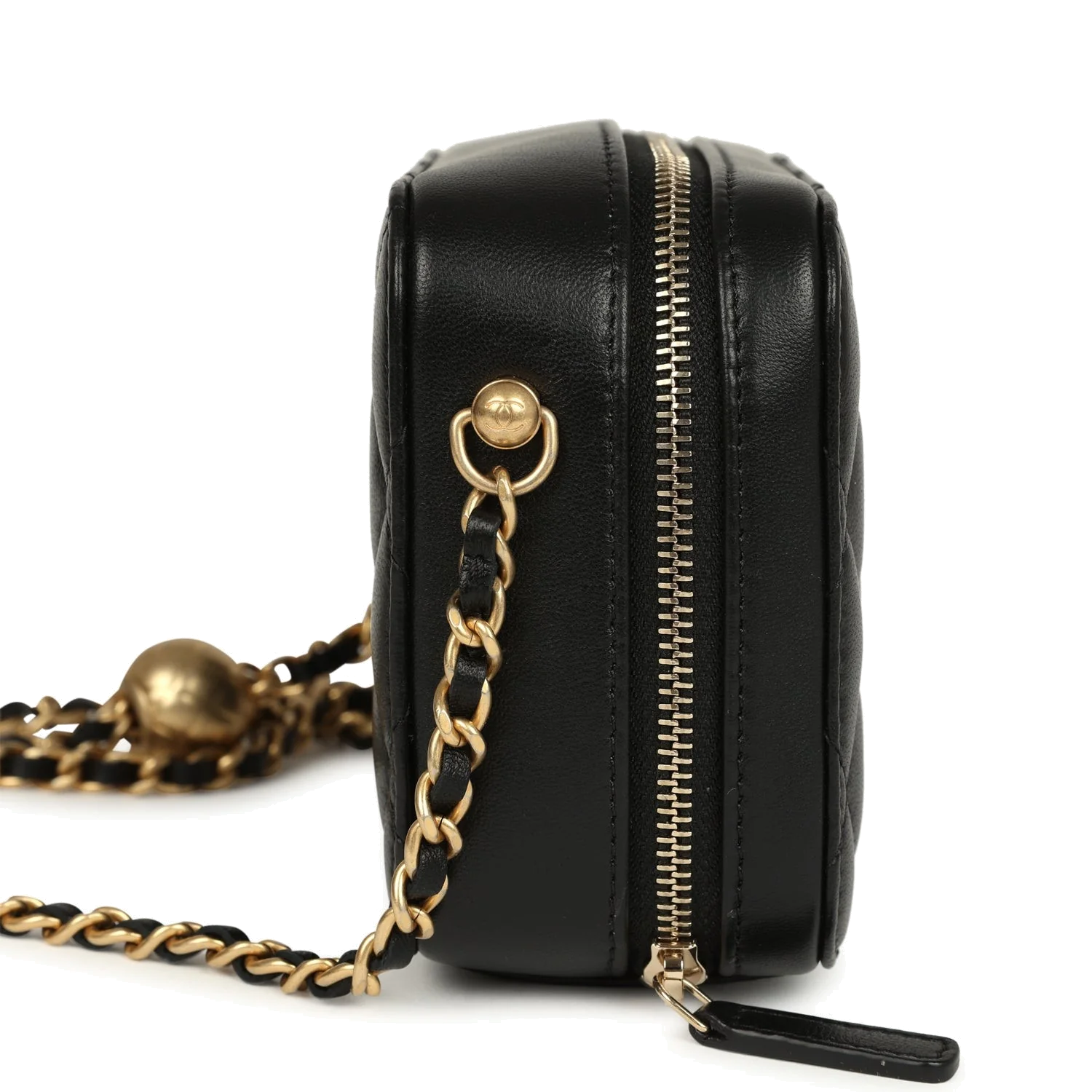 Chanel Mini Pearl Crush Clutch Bag with Chain Black Lambskin — фото 4