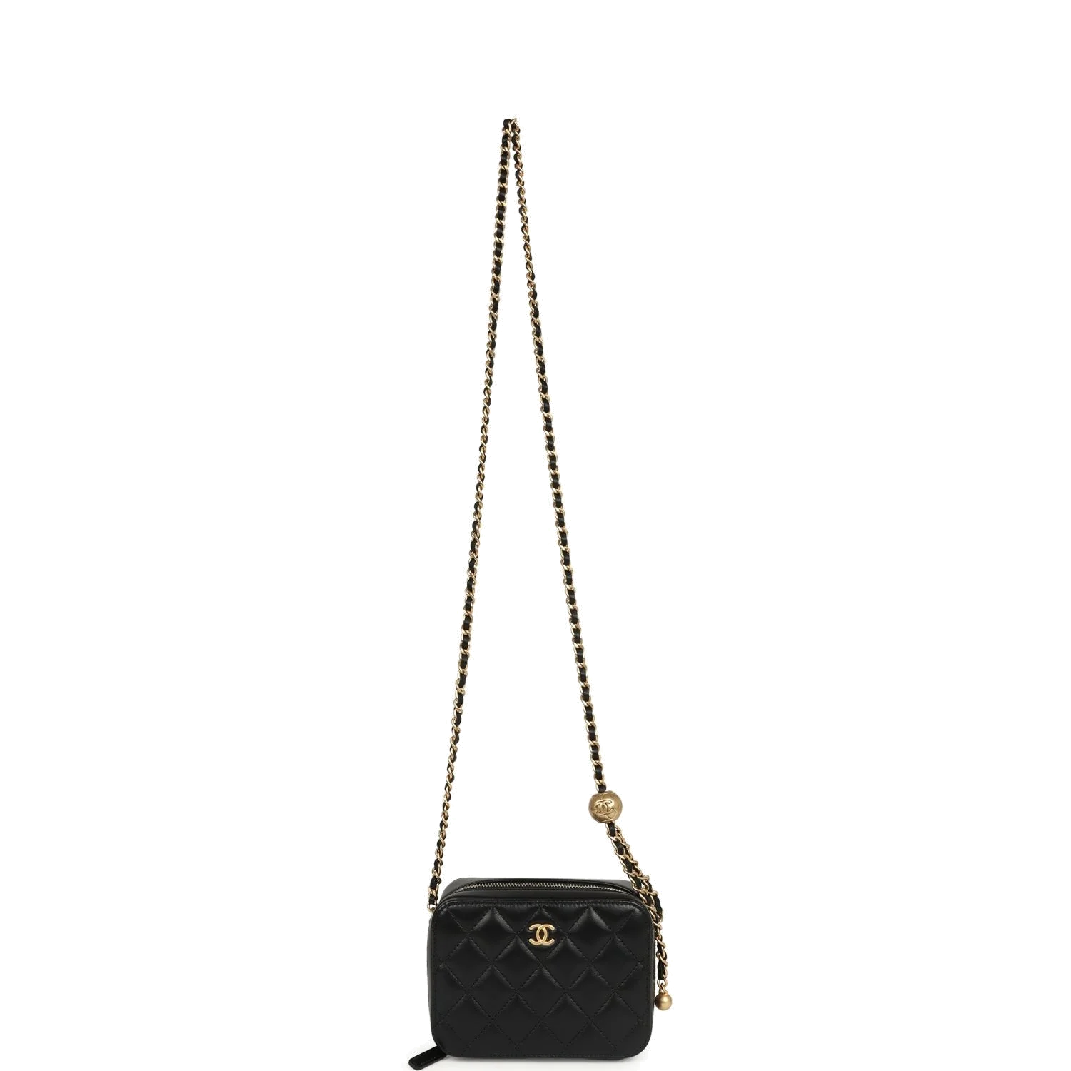 Chanel Mini Pearl Crush Clutch Bag with Chain Black Lambskin — фото 8