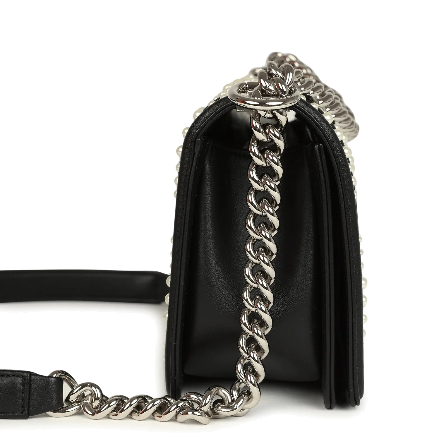 Chanel Medium Boy Bag Black Pearl Chevron Calfskin — фото 4