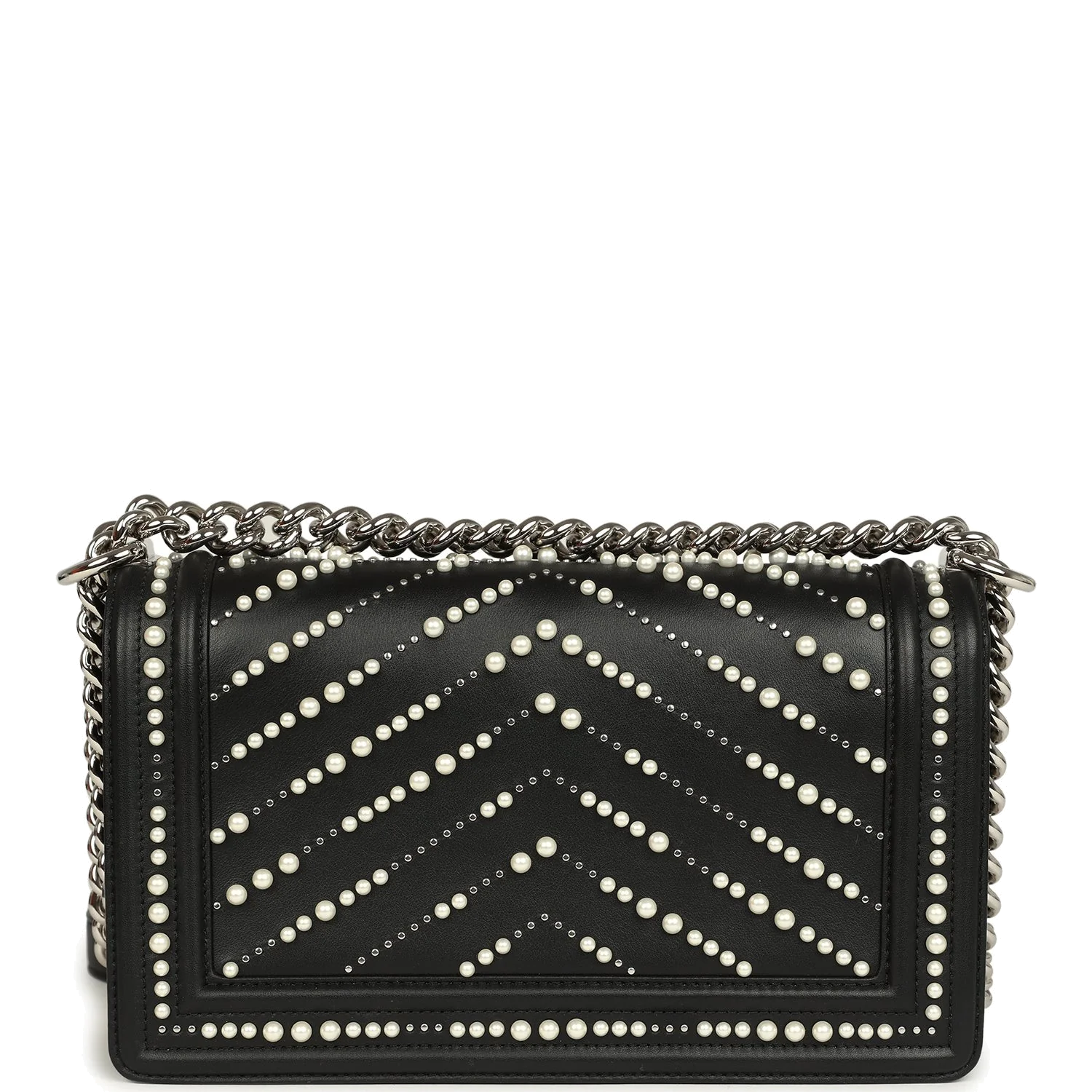 Chanel Medium Boy Bag Black Pearl Chevron Calfskin — фото 5