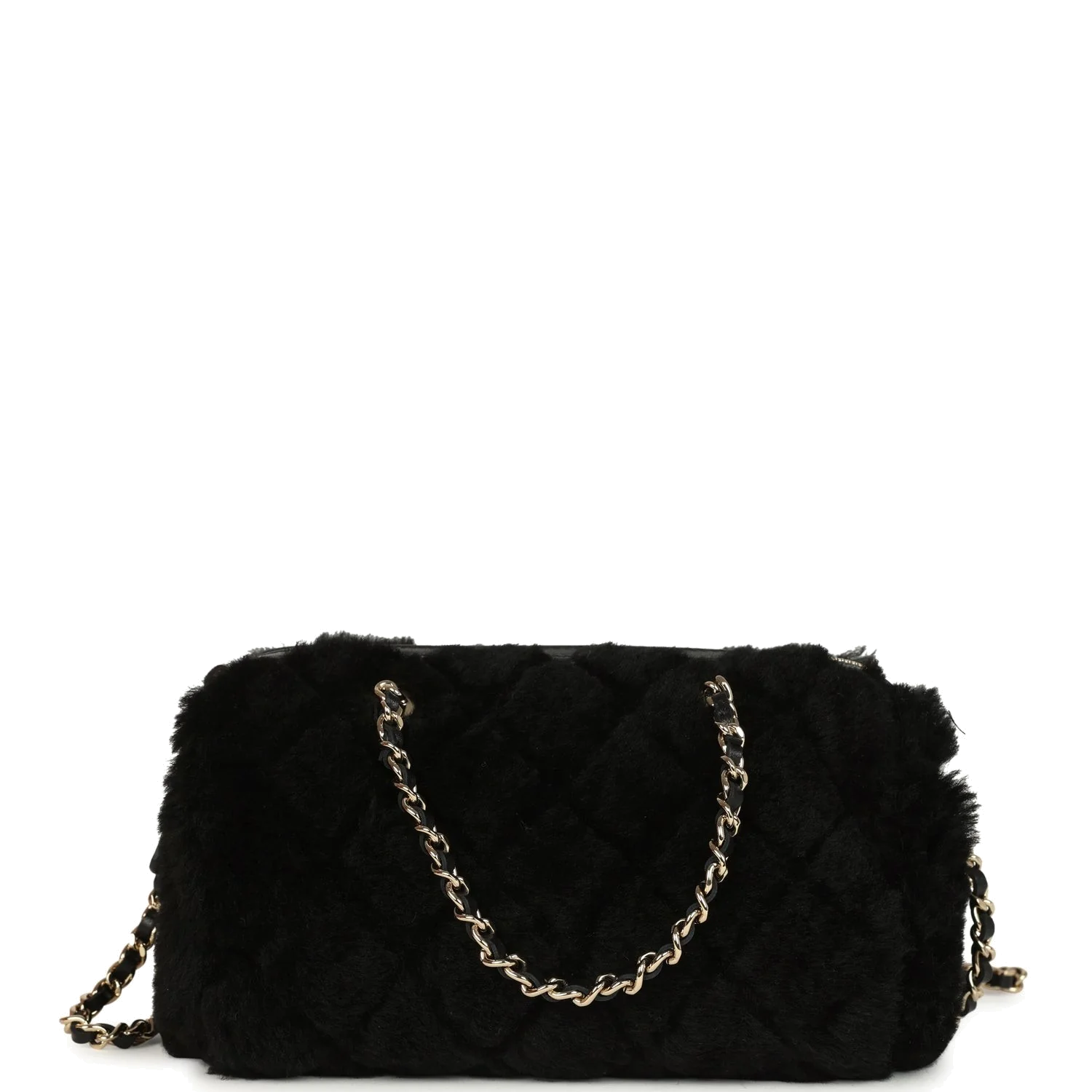 Chanel Mini Timeless Classic Barrel Bag with Chain Black Shearling — фото 5