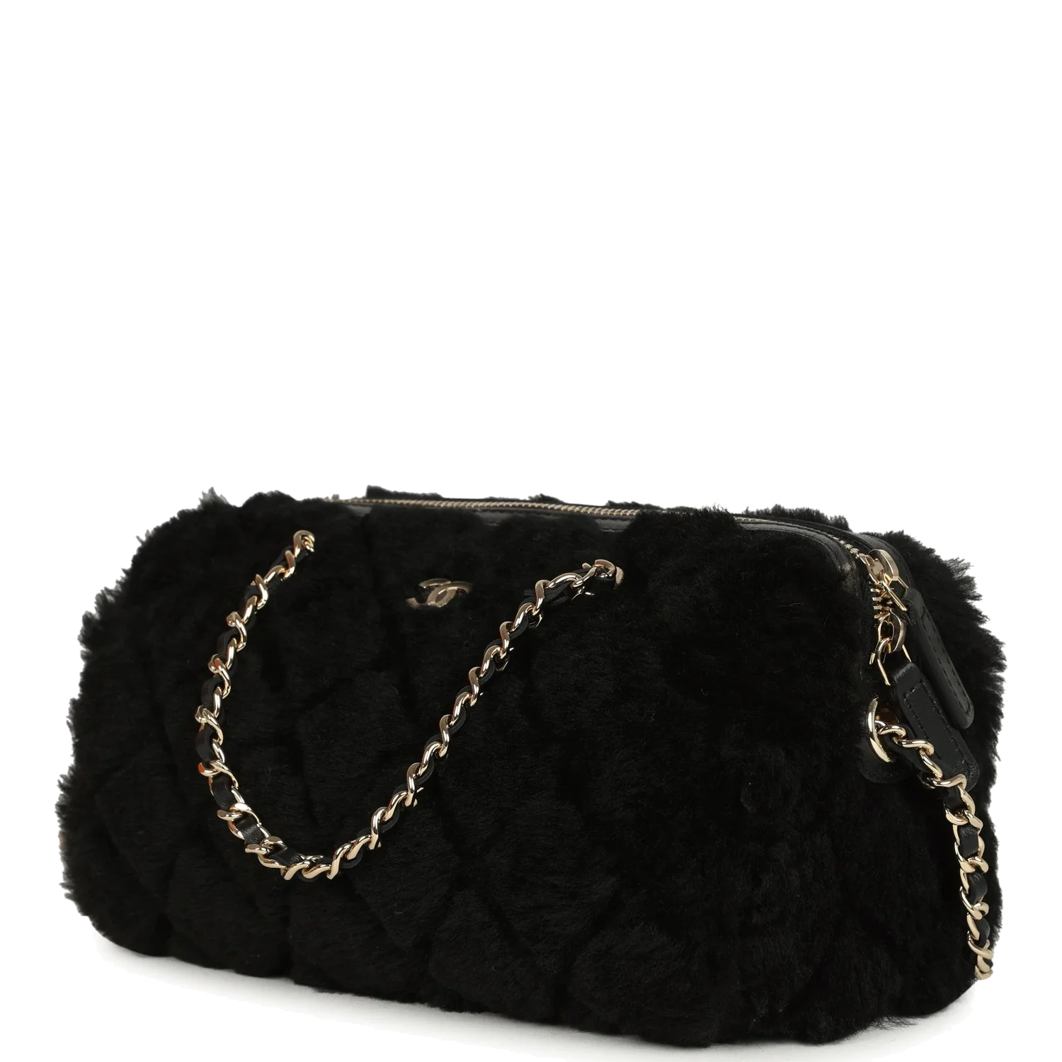 Chanel Mini Timeless Classic Barrel Bag with Chain Black Shearling — фото 6