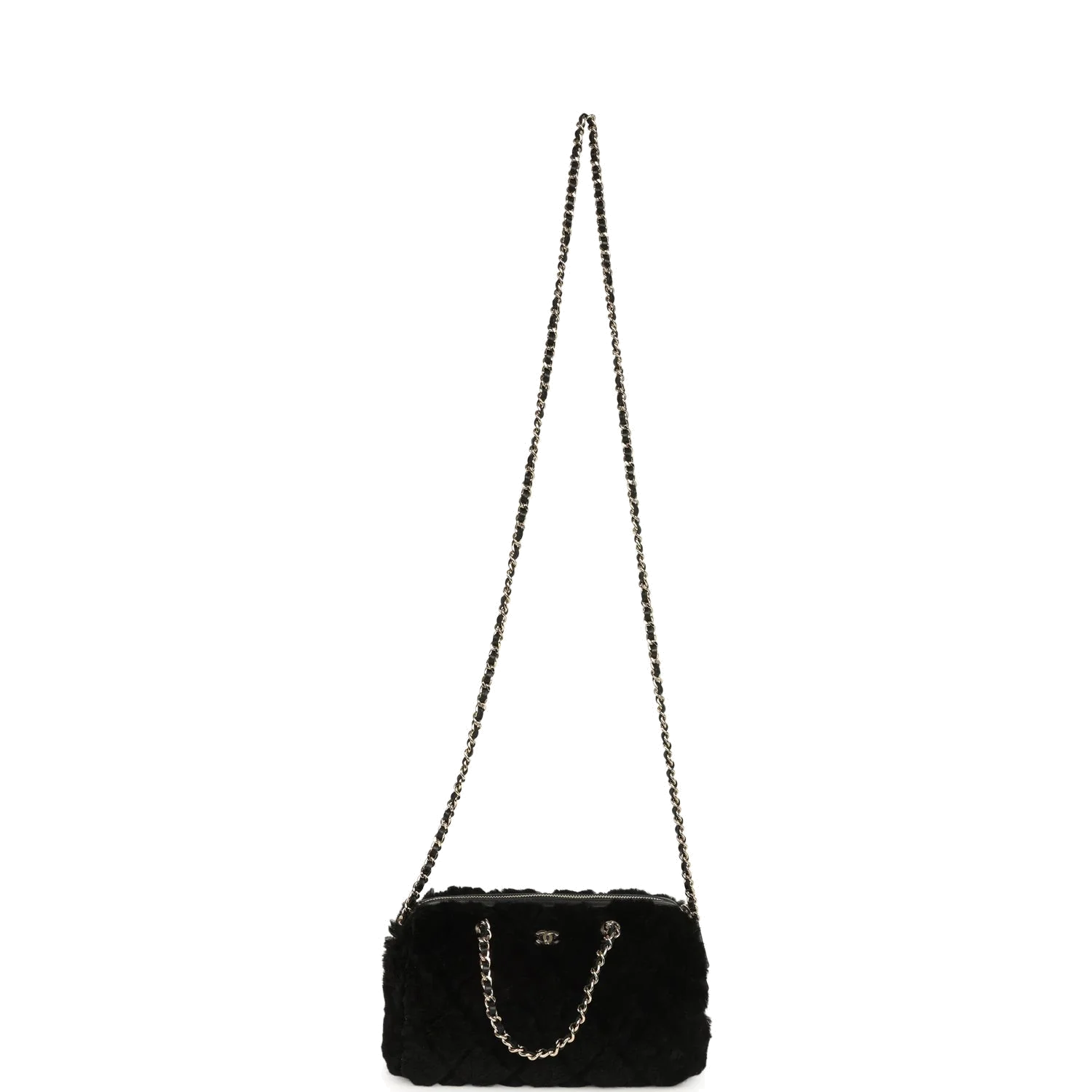 Chanel Mini Timeless Classic Barrel Bag with Chain Black Shearling — фото 8