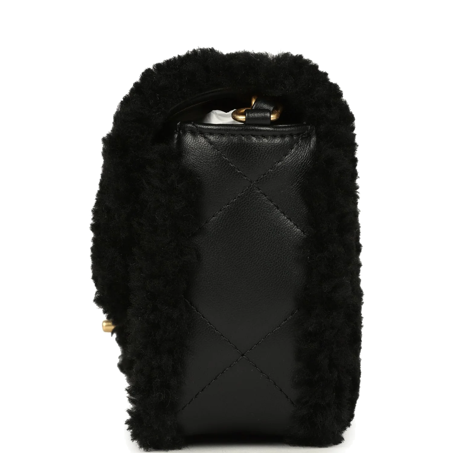 Chanel Mini Shearling Flap Bag Black Lambskin — фото 4