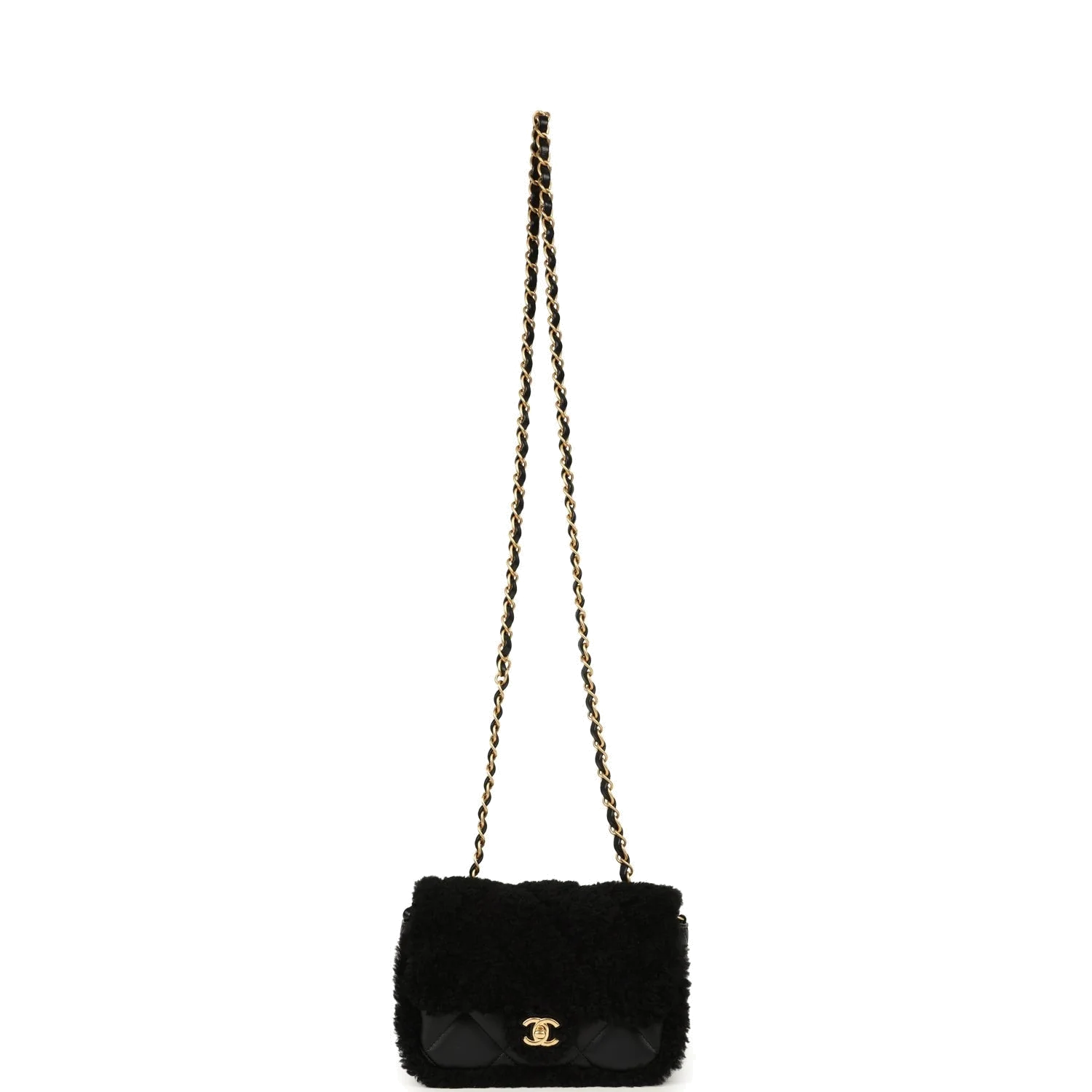 Chanel Mini Shearling Flap Bag Black Lambskin — фото 8