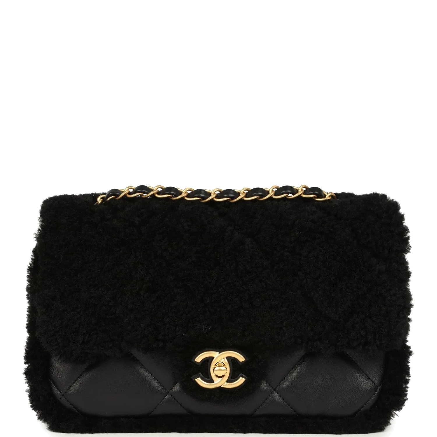 Chanel Medium Shearling Flap Bag Black Lambskin — фото 2
