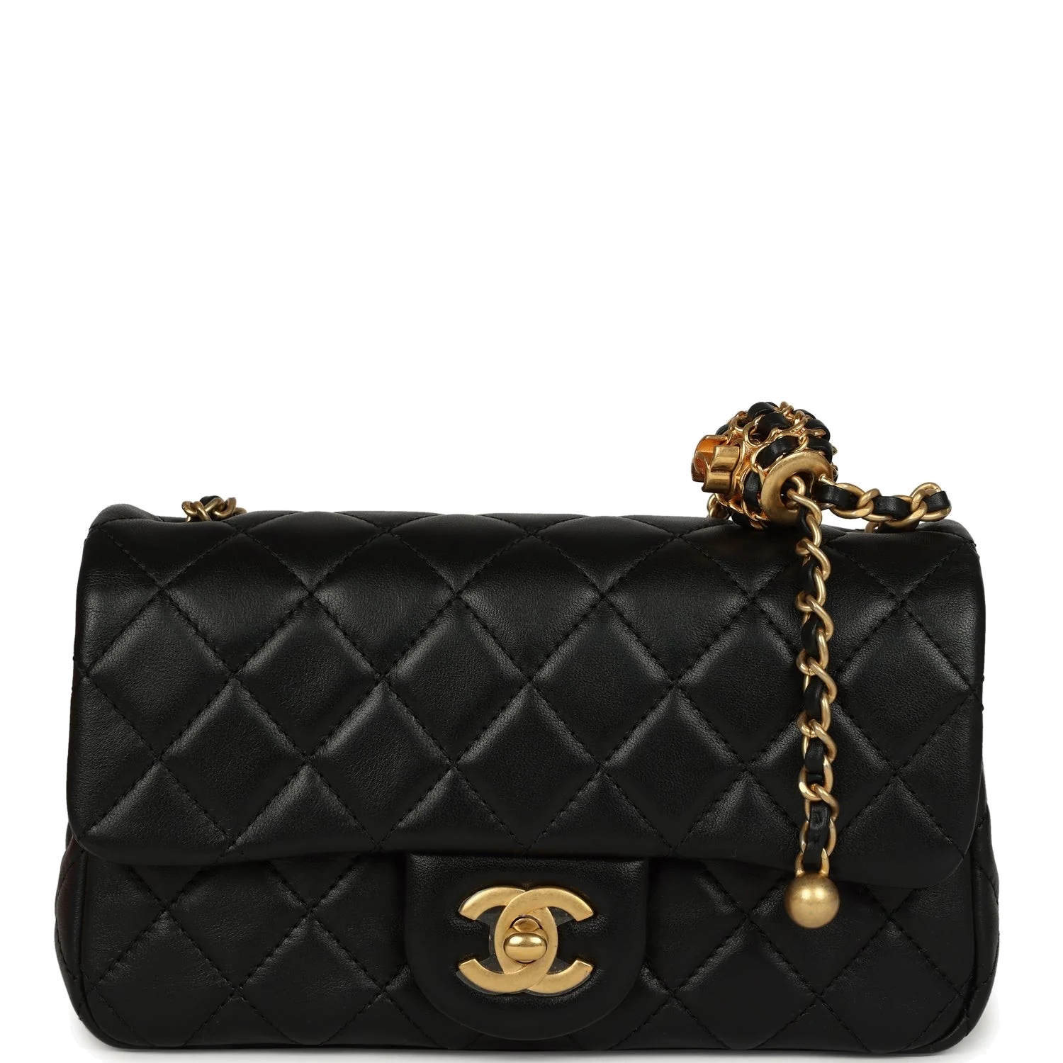 Chanel Mini Pearl Crush Rectangular Flap Bag Black Lambskin — фото 2