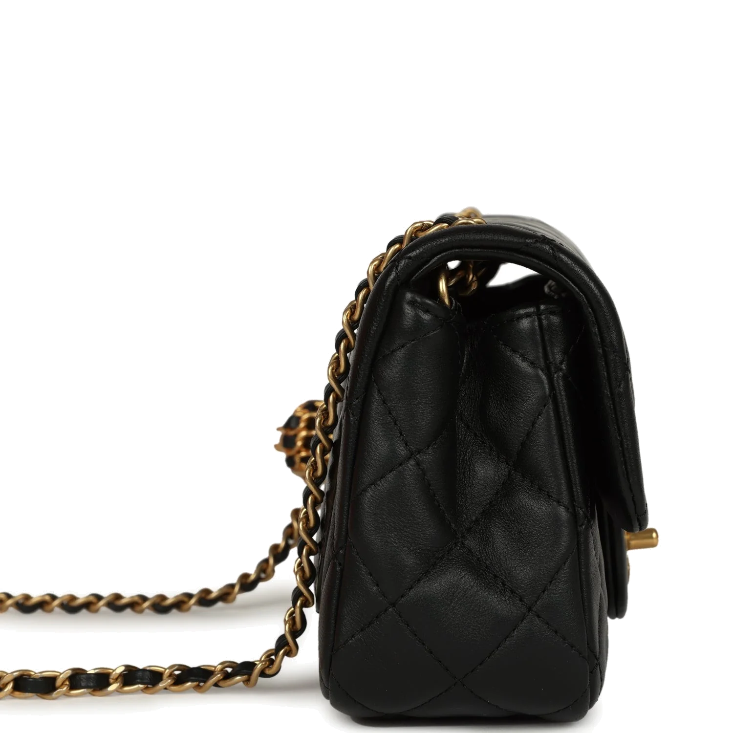 Chanel Mini Pearl Crush Rectangular Flap Bag Black Lambskin — фото 4