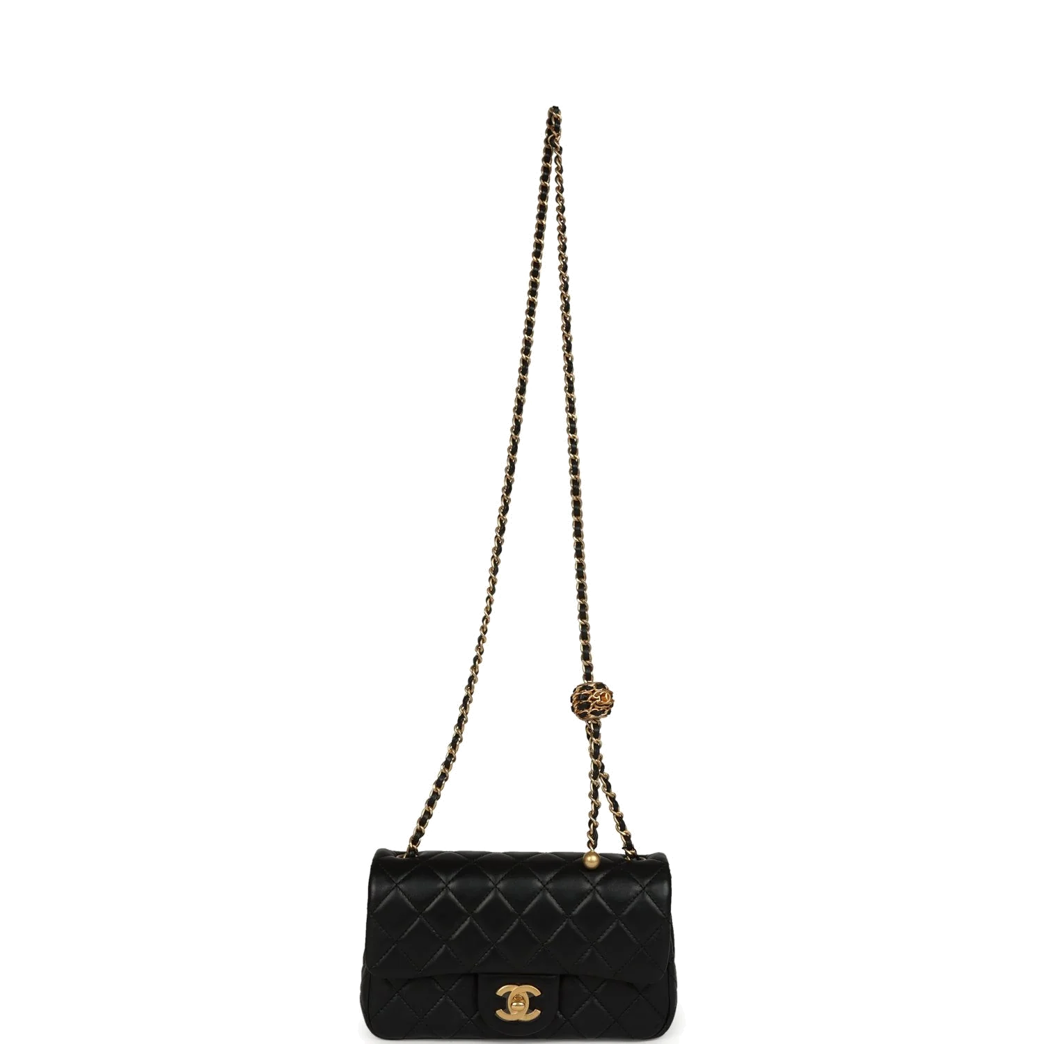 Chanel Mini Pearl Crush Rectangular Flap Bag Black Lambskin — фото 8