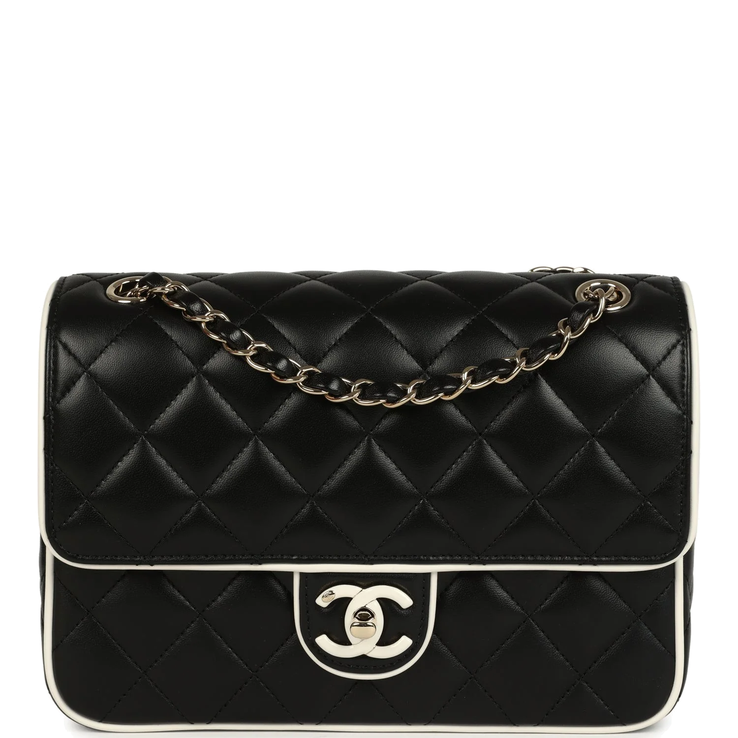 Chanel Small Graphic Frame Flap Bag Black and White Lambskin — фото 2