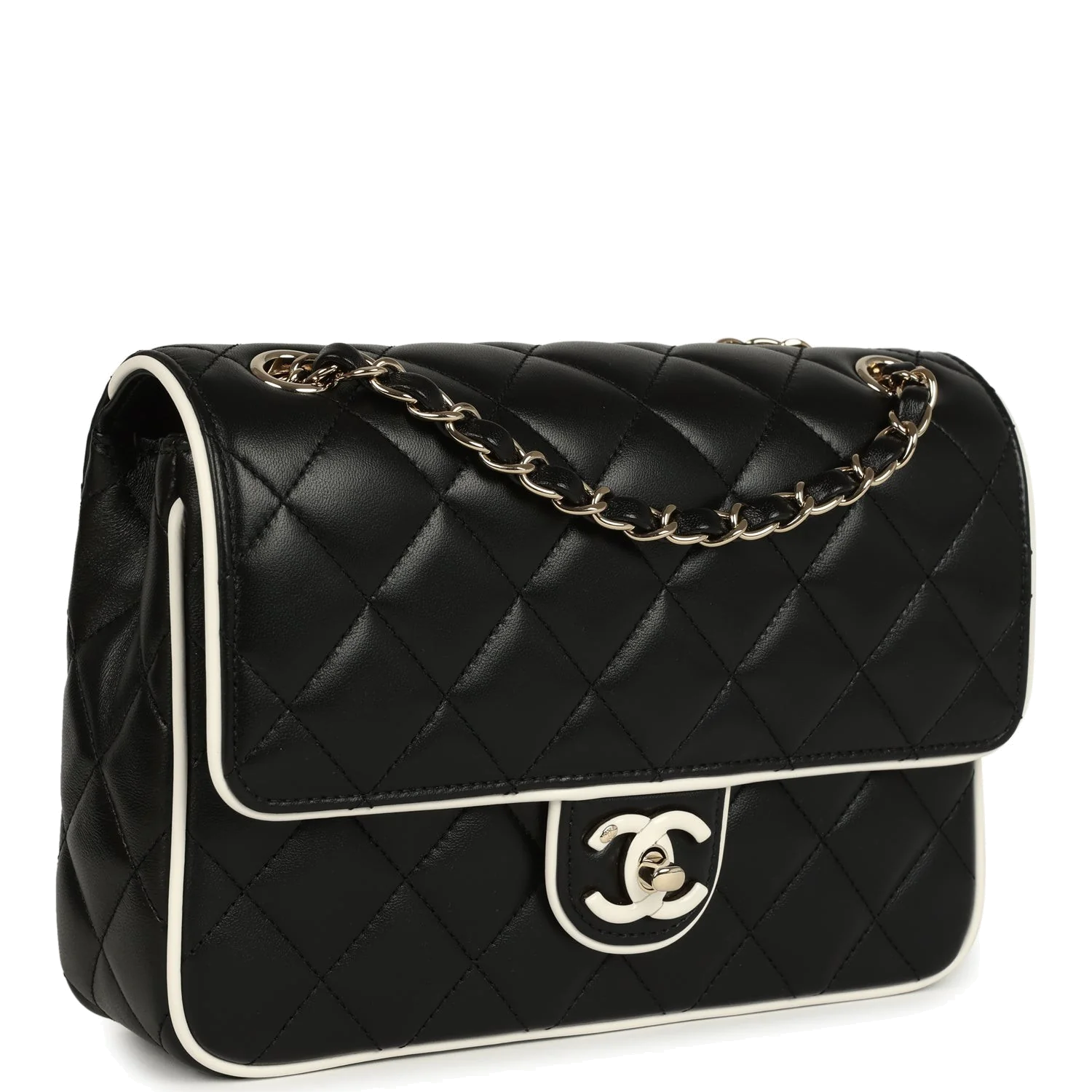 Chanel Small Graphic Frame Flap Bag Black and White Lambskin — фото 3