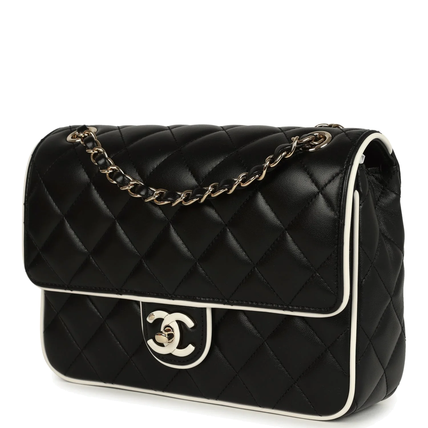 Chanel Small Graphic Frame Flap Bag Black and White Lambskin — фото 6