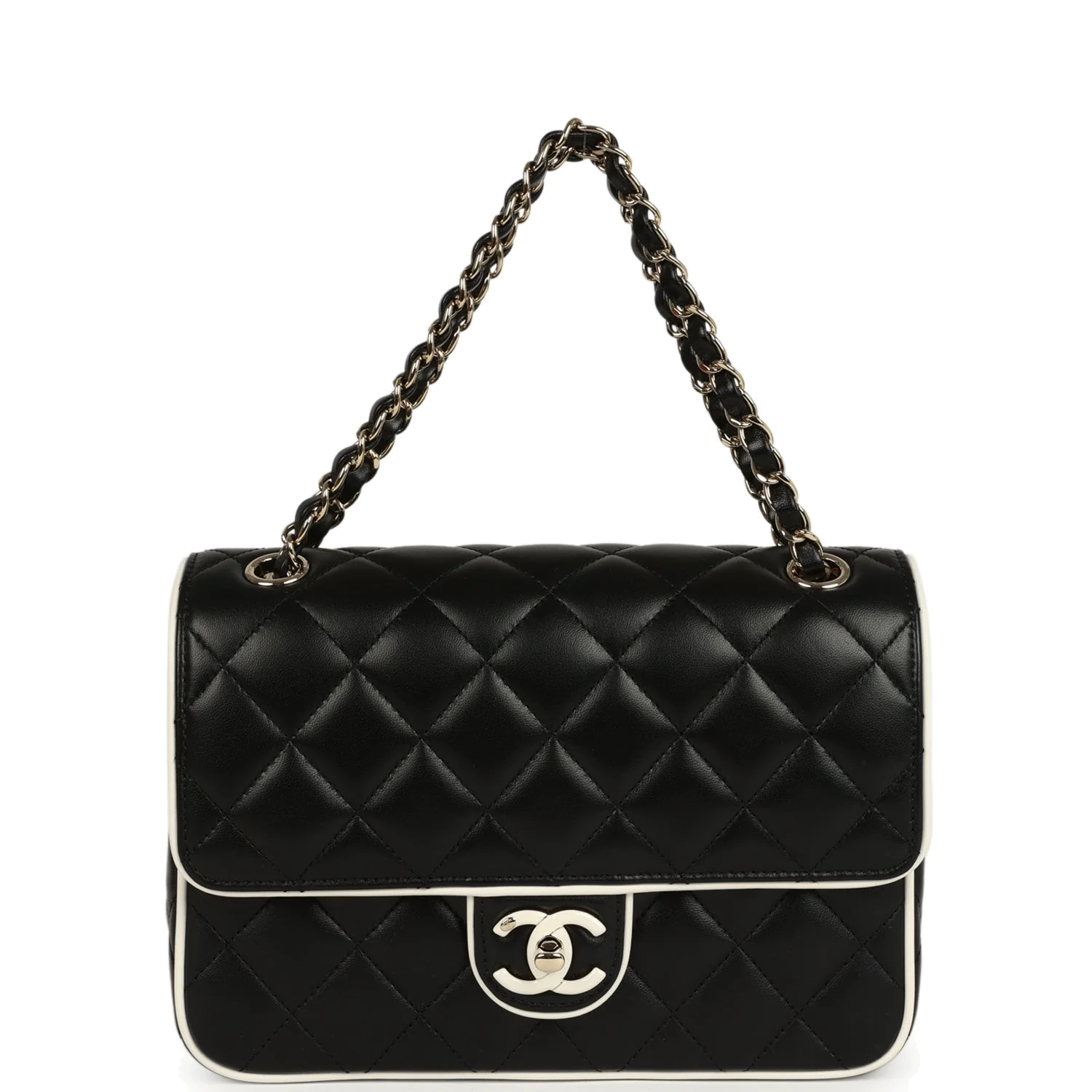 Chanel Small Graphic Frame Flap Bag Black and White Lambskin — фото 8
