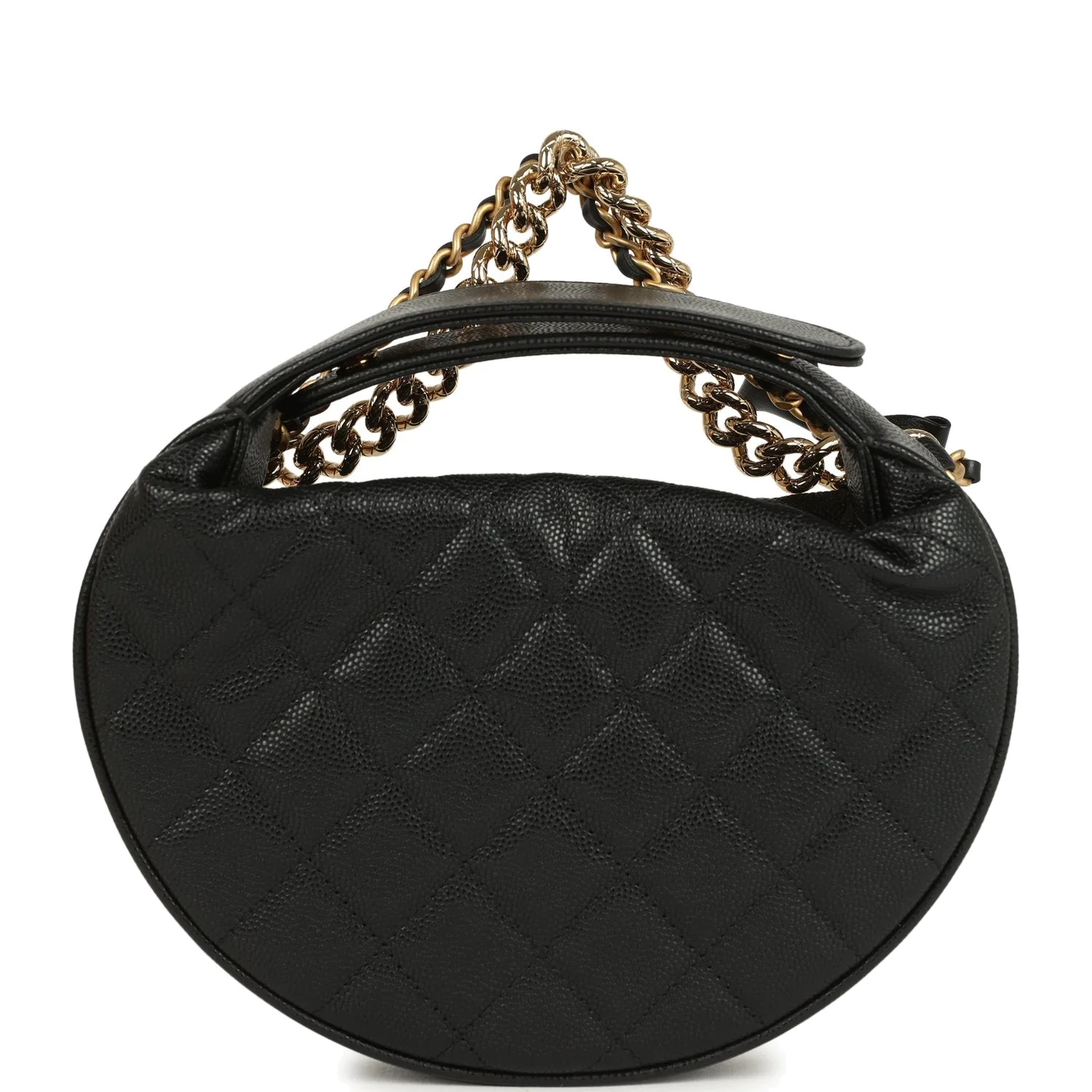 Chanel Mini Round Hobo Pouch Bag Black Shiny Caviar — фото 6